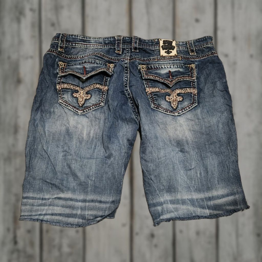 Vintage Rock Revival Jeans Rock Revival Denim 44 Men's Jeans 5-Pocket Distressed Embroidered Blue Size US 44 / EU 60 - 1 Thumbnail