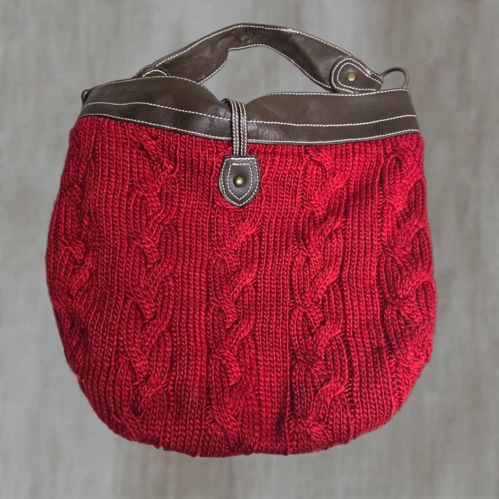Old Navy Old Navy Purse Shoulder Bag Ladies Lace Canvas Red Leather Strap Bag Brown Leather Strap Purse Solid Red Purse Shoulder Bag Women Size ONE SIZE - 1 Thumbnail