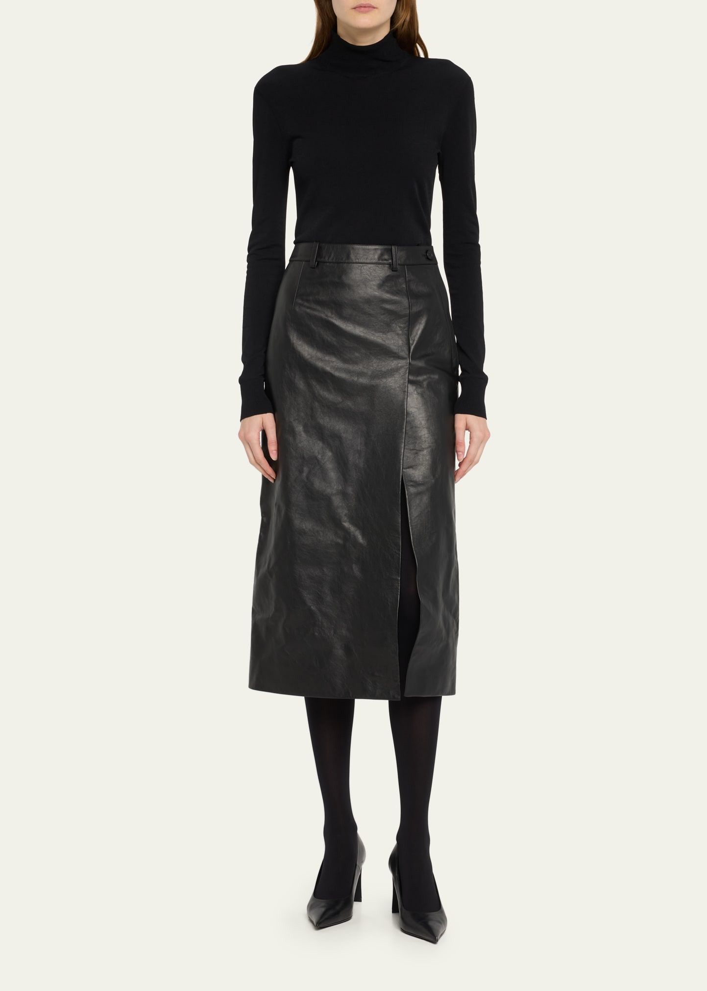 Balenciaga o1w1db10625 Slit Tailored Skirt in Black Size 25" / US 0 / IT 36 - 2 Thumbnail