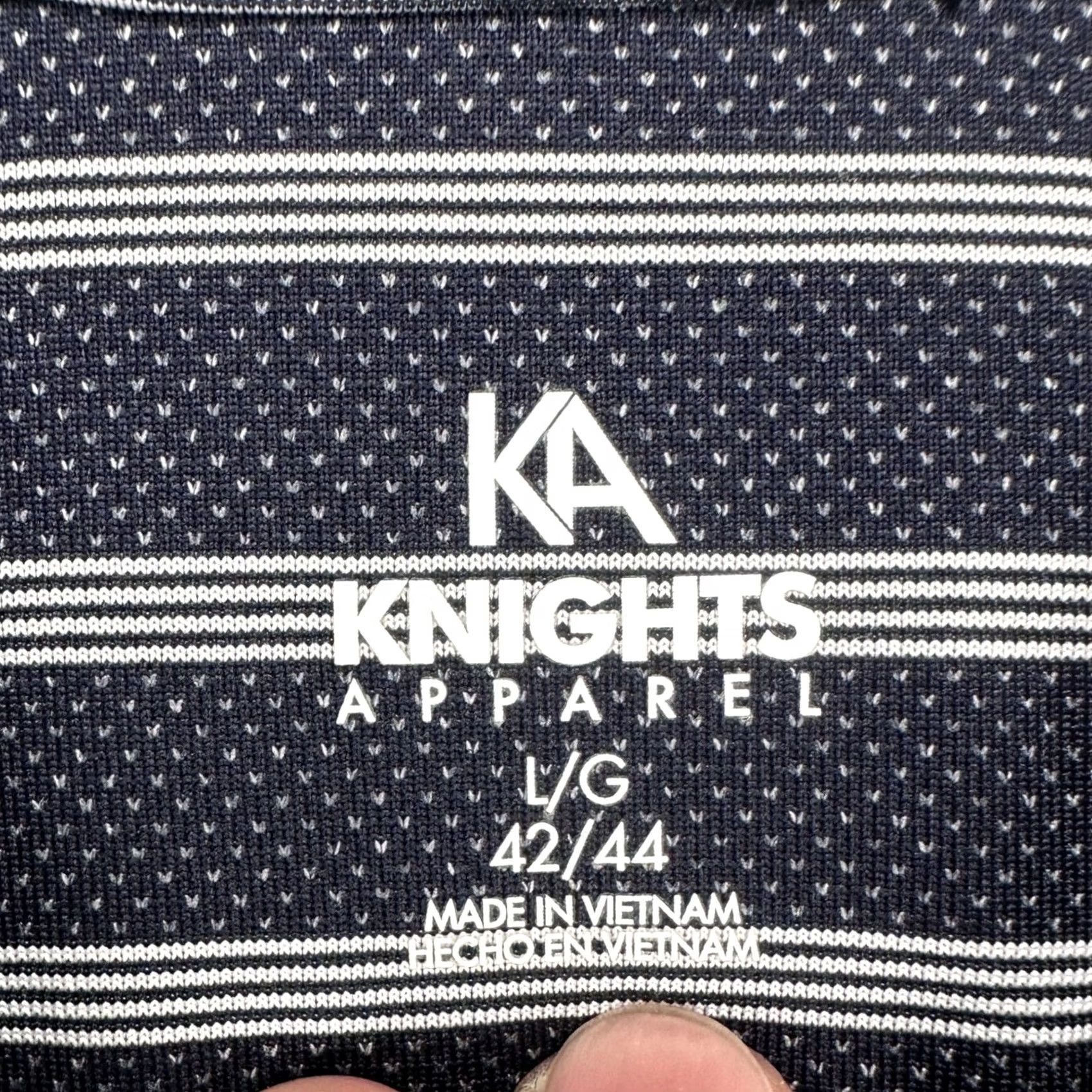 Vintage Knights Apparel Polo Shirt Men Large Navy White Stripe Rugby Short Sleeve Collared Breathable Pockets Size US L / EU 52-54 / 3 - 4 Thumbnail