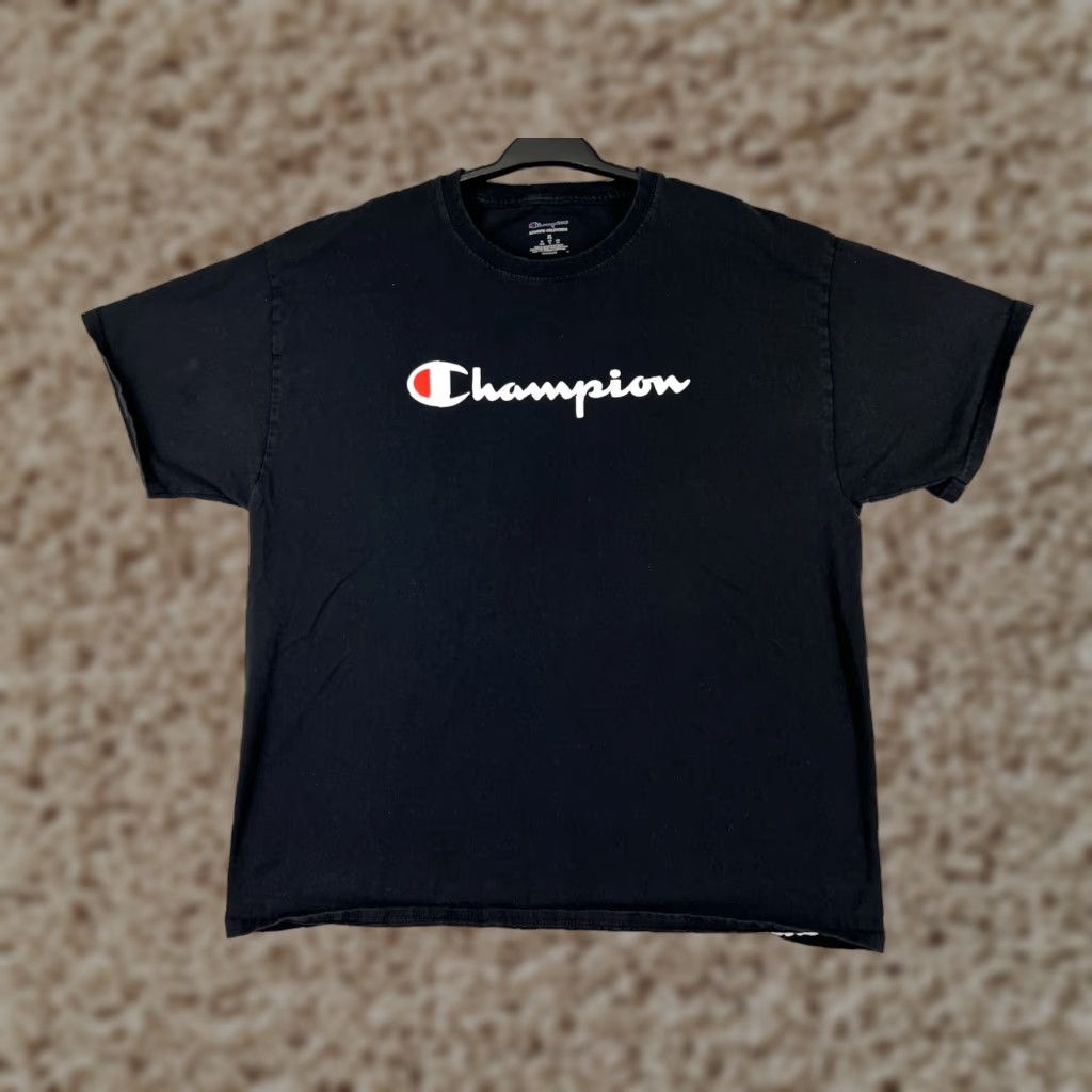 Champion Champion Shirt Men XL Black Logo Short Sleeve Crew Neck Cotton Size US XL / EU 56 / 4 - 1 Thumbnail