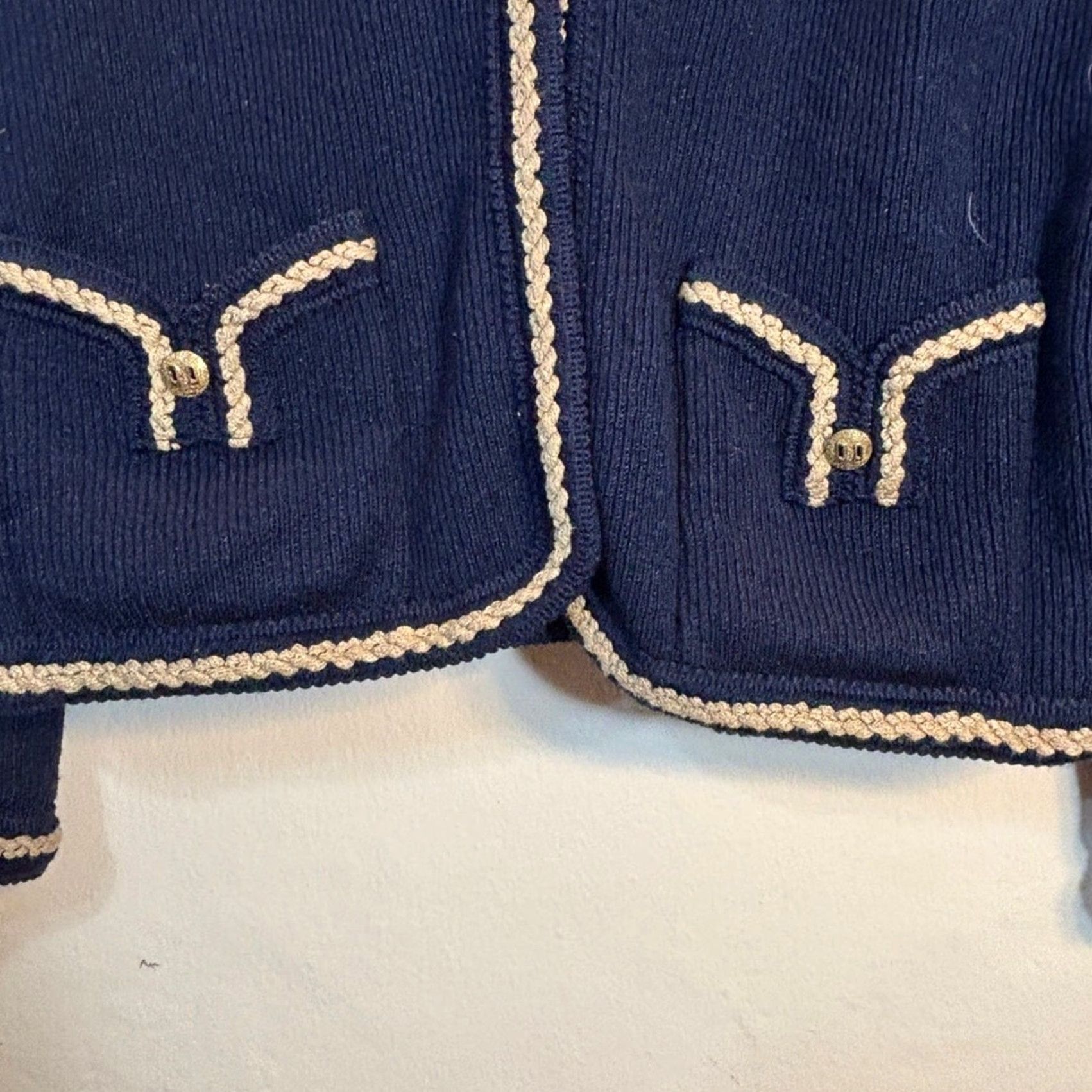 Vintage VINTAGE Butte Knit Blazer Navy Wool-Blend Jacket 1960s Hook Closure Sz 14 WPL 9442 Womens Size XL / US 12-14 / IT 48-50 - 4 Thumbnail