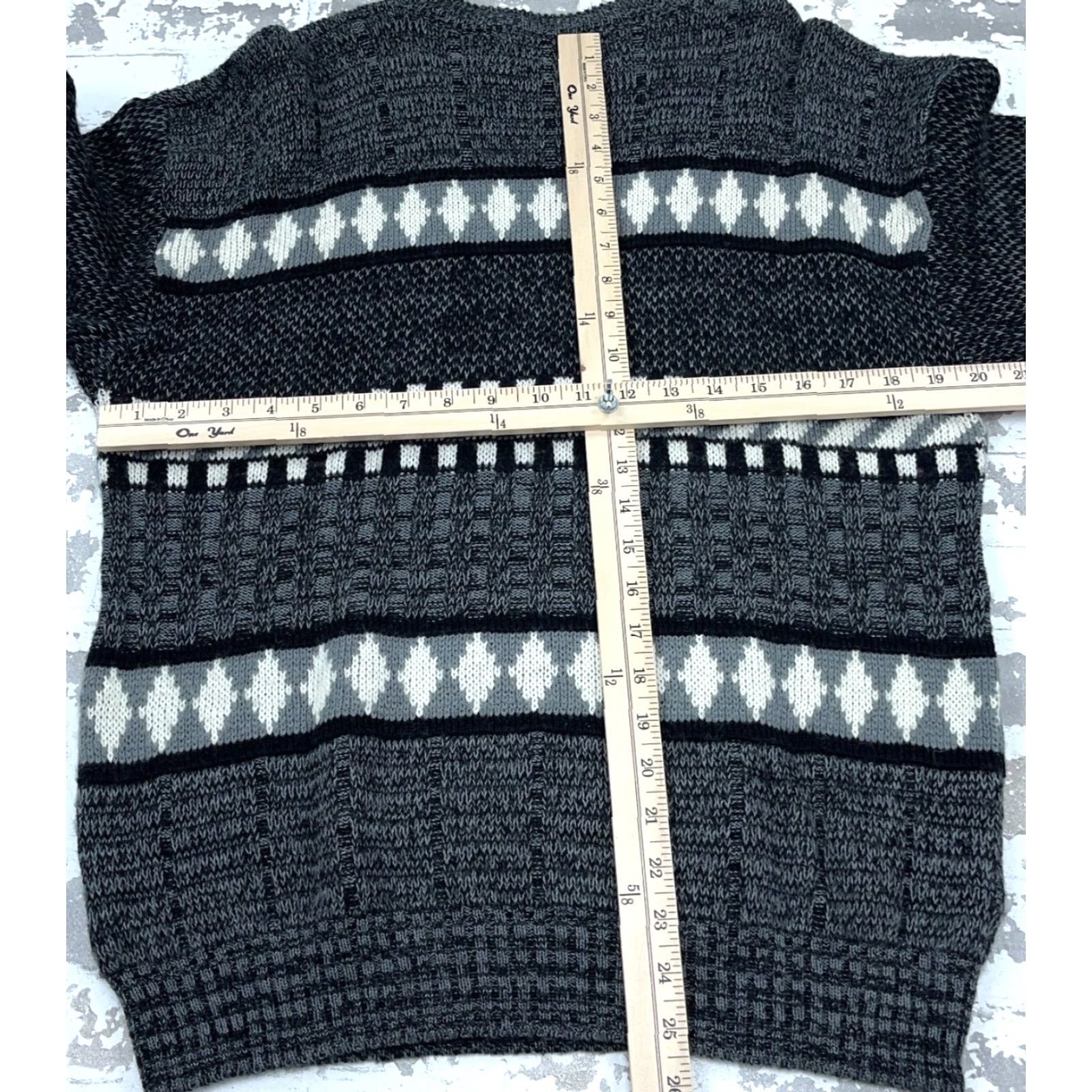 Vintage VINTAGE Campus Sweater Geometric Knit Gray Black XL Men Pullover 90s Logo Multi-Season Casual Dress Sports Size US XL / EU 56 / 4 - 7 Thumbnail