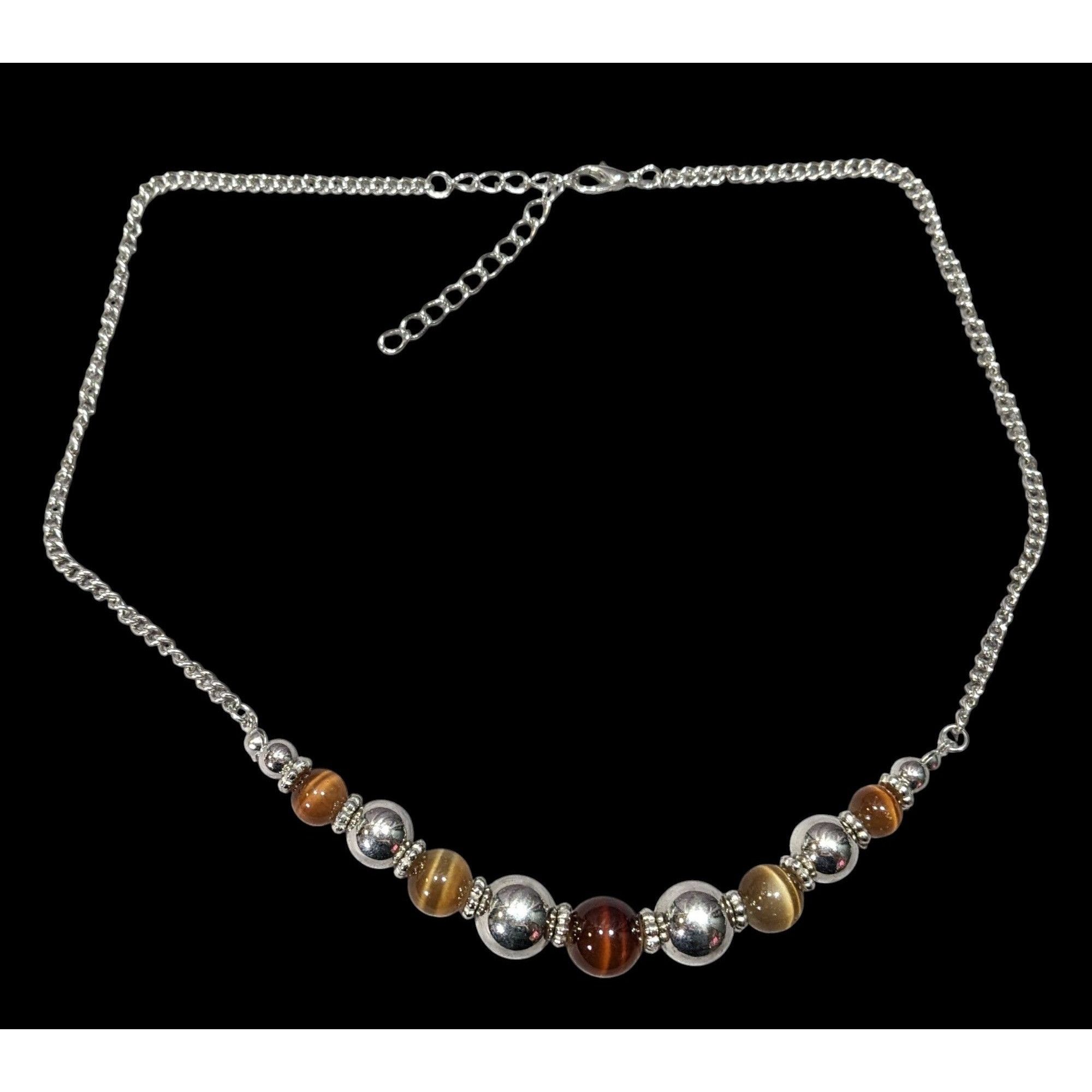 Other Casual Brown Cat Eye And Silver Tone Beaded Necklace Size ONE SIZE - 1 Thumbnail