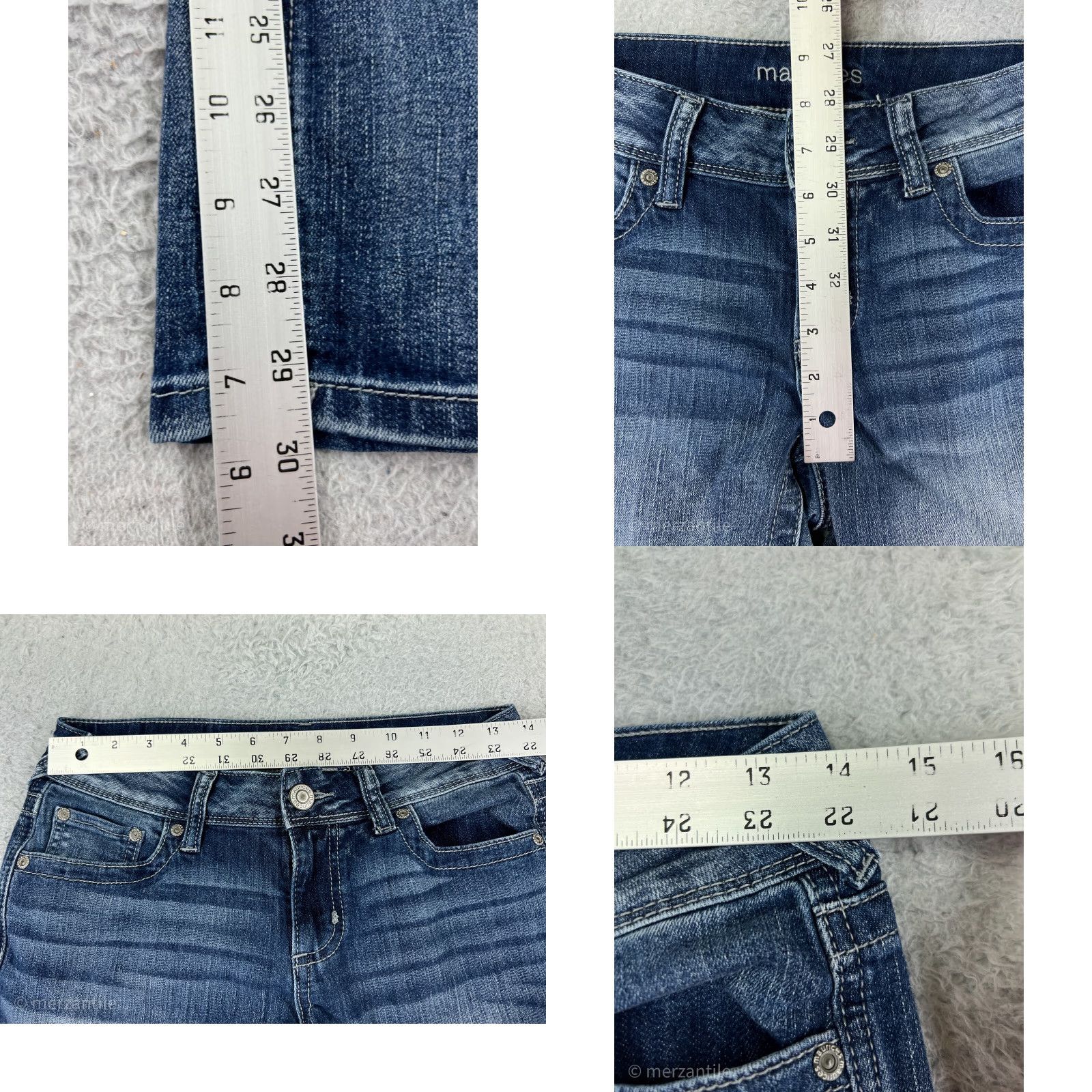 Vintage Maurices Jeans Womens 2 Blue Denim Bootcut Embroidered Cotton Blend Pockets Zipper 5-Pocket Design Slim Fit Size 26" / US 2 / IT 38 - 9 Thumbnail