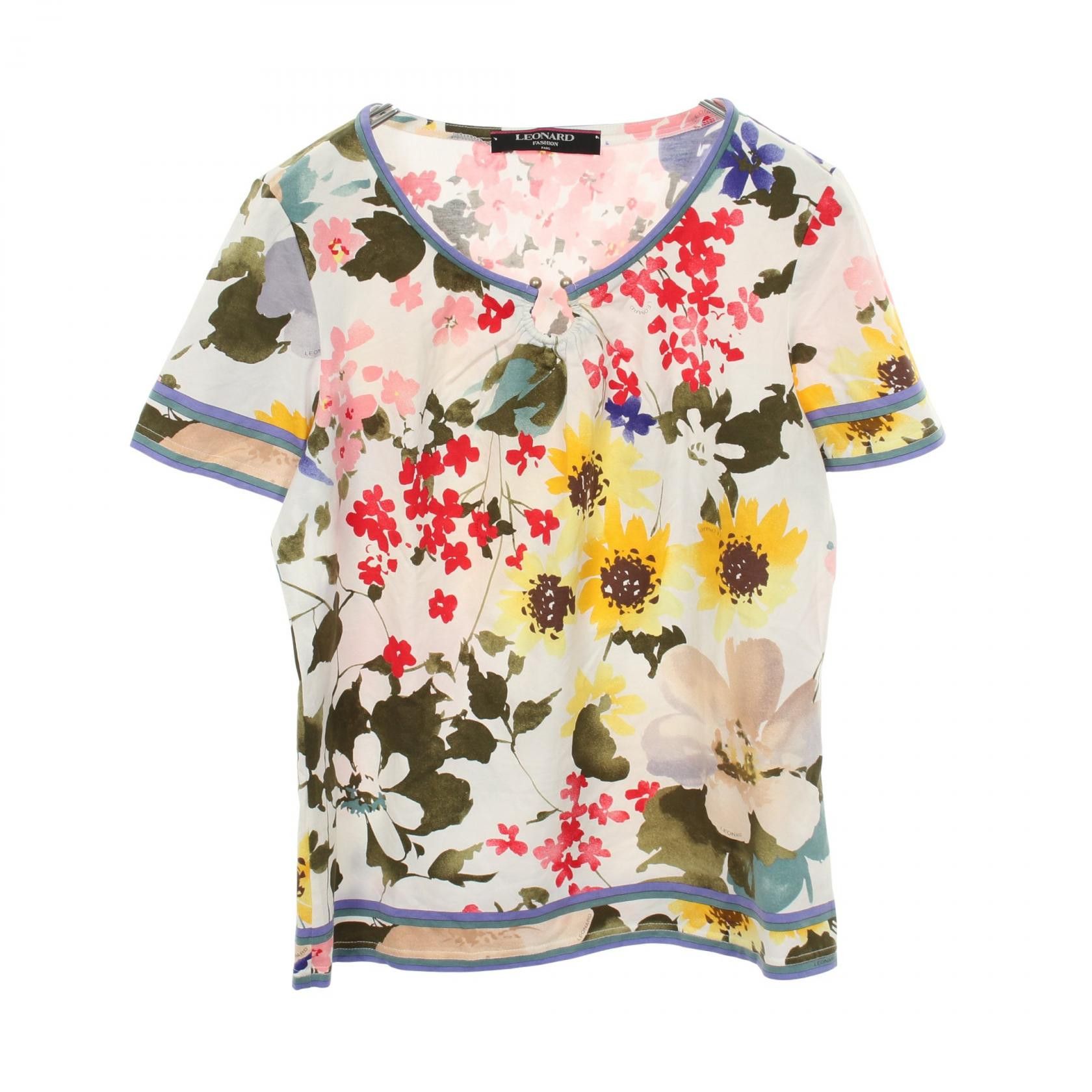 Other Leonard LEONARD FASHION Cotton Short Sleeve Top Textile Tops DUTY FREE for USA Size ONE SIZE - 1 Thumbnail