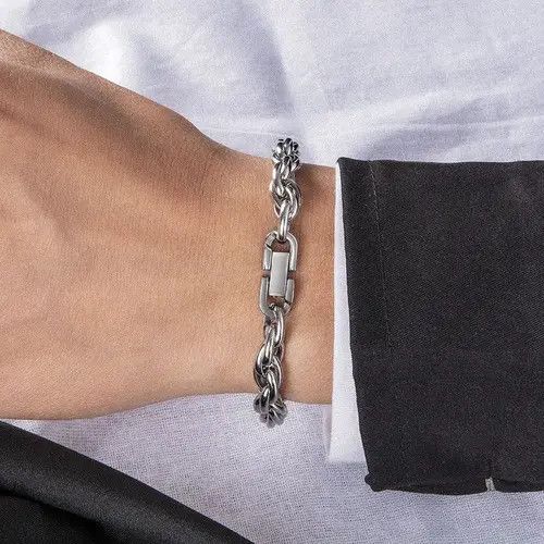 Designer × Jewelry Titanium Steel Link Chain Bracelet for Men Women Size ONE SIZE - 4 Thumbnail