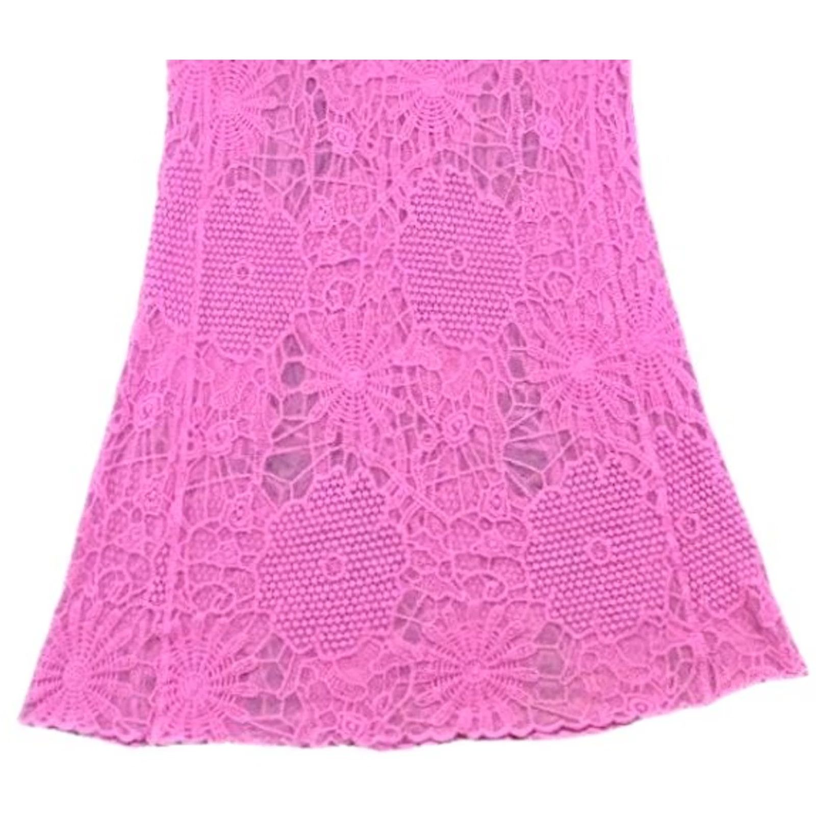 Bell GB Purple Crochet Lace Bell Sleeve Mini Dress Y2K Boho Barbiecore Small Women Bell Sleeve Crochet Lace Floral Round Neck Short Dress Size S / US 4 / IT 40 - 7 Thumbnail