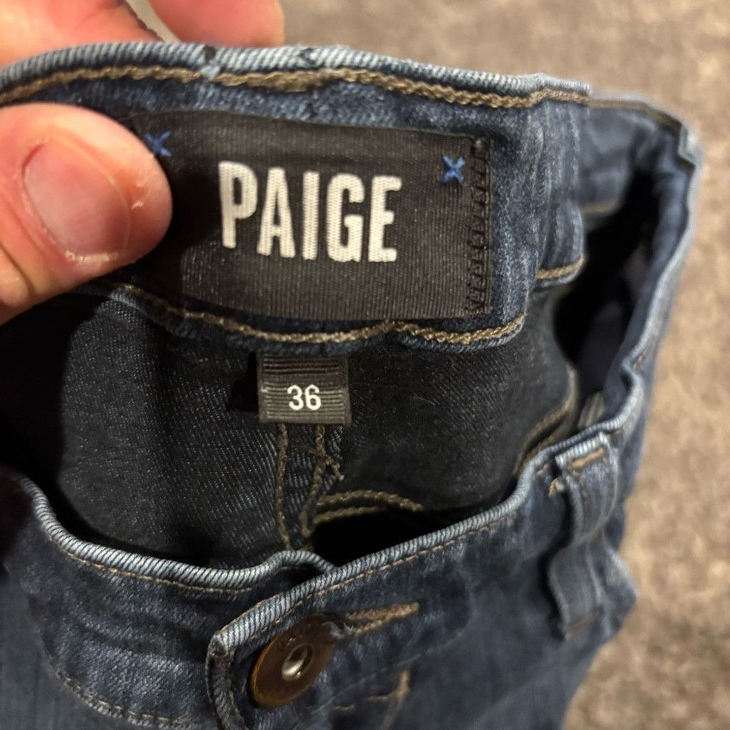 Paige PAIGE Medium Blue Wash Cropped Jeans Size 36" / US 14 / IT 50 - 2 Thumbnail