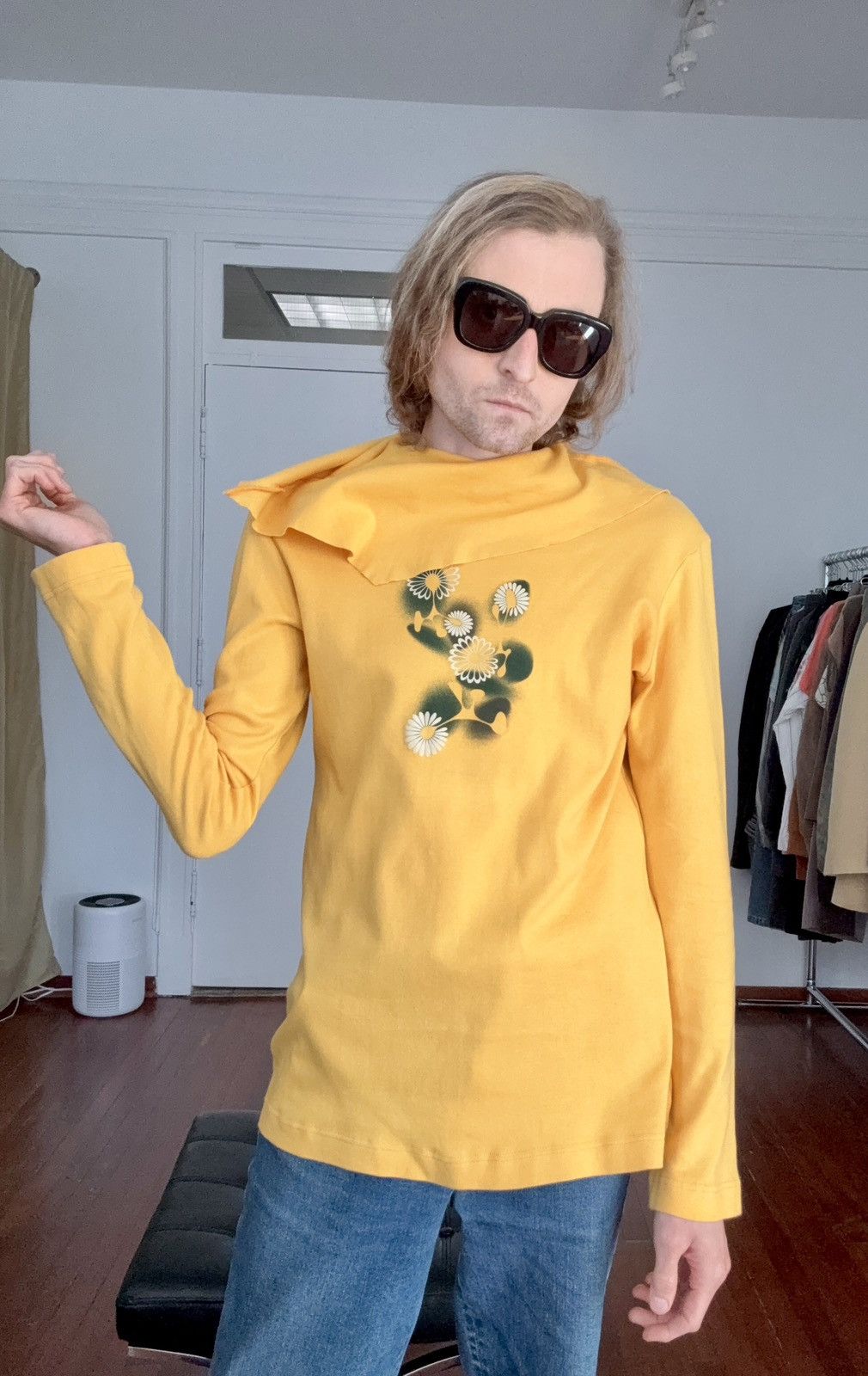 Stefan Cooke Stefan Cooke SS22 diamond devoré long sleeve top