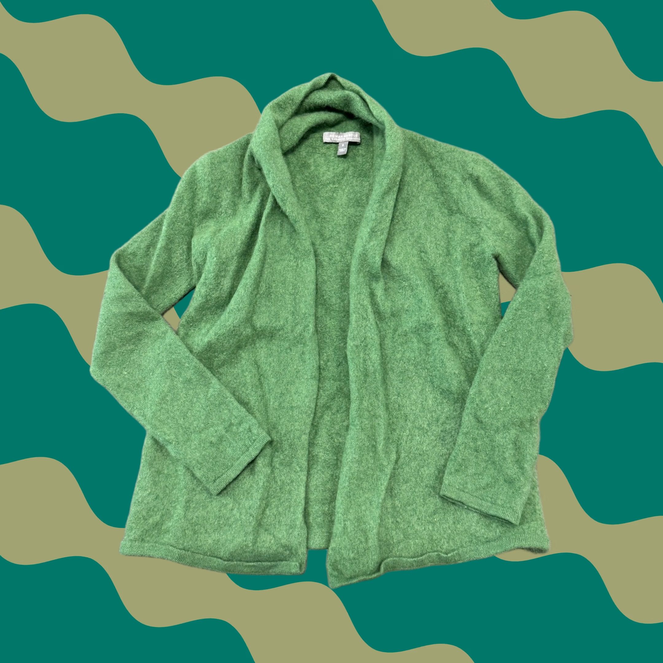 Neiman Marcus VINTAGE Neiman Marcus Cashmere Collection Green Longsleeve Open Cardigan S Women Size S / US 4 / IT 40 - 1 Thumbnail