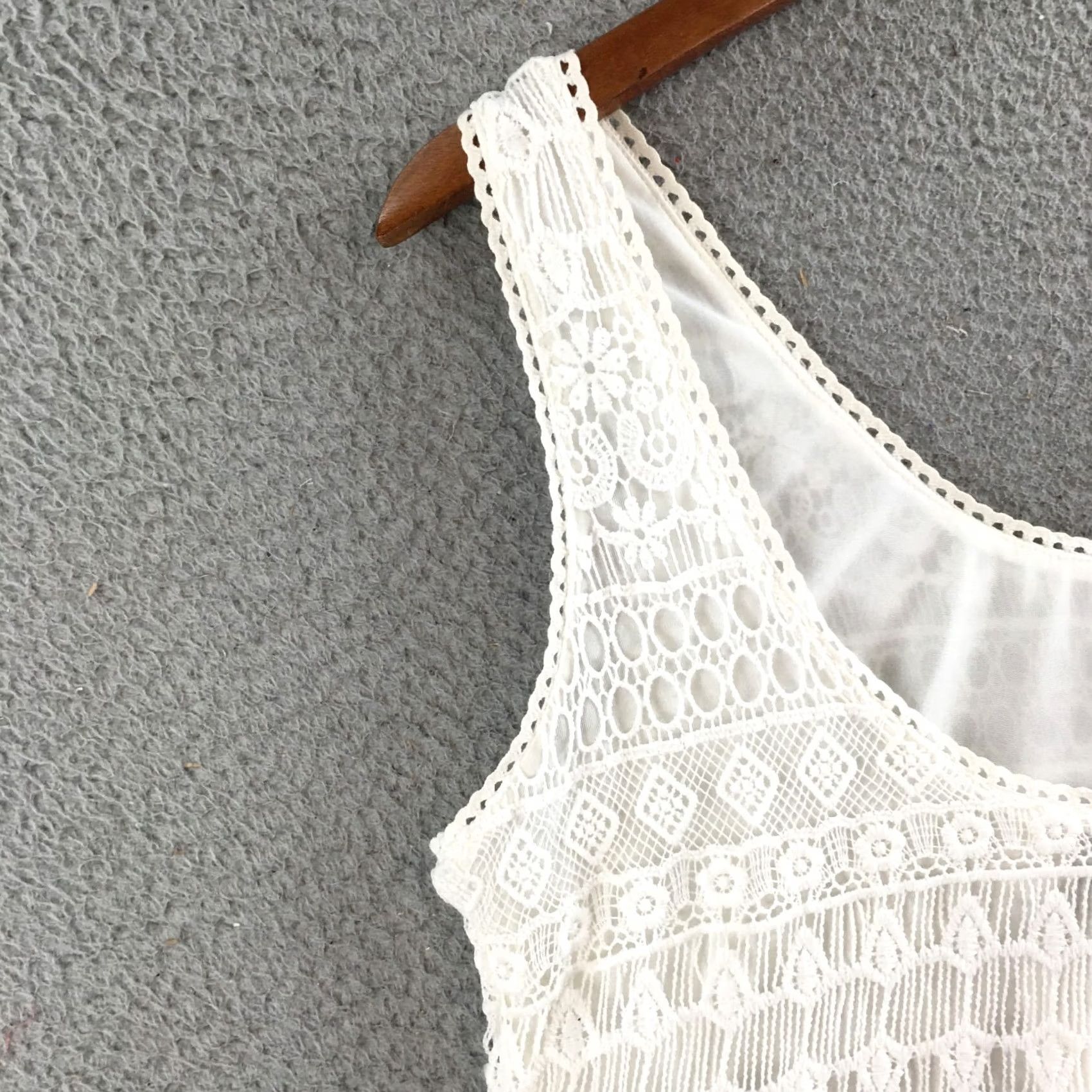 H&M H&M Crochet Mini Cover-Up Dress Womens 12 Sleeveless Scoop Neck Sheer White NEW Size XL / US 12-14 / IT 48-50 - 4 Thumbnail