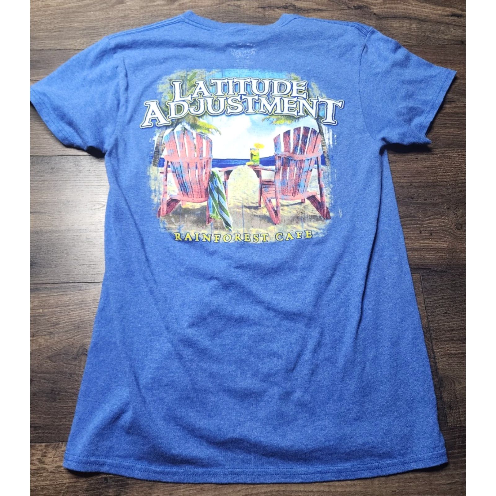Vintage Rainforest Cafe T-Shirt Adult S Short Sleeve Crew Neck Cotton Blue Logo Graphic Print Unisex Size US S / EU 44-46 / 1 - 2 Thumbnail
