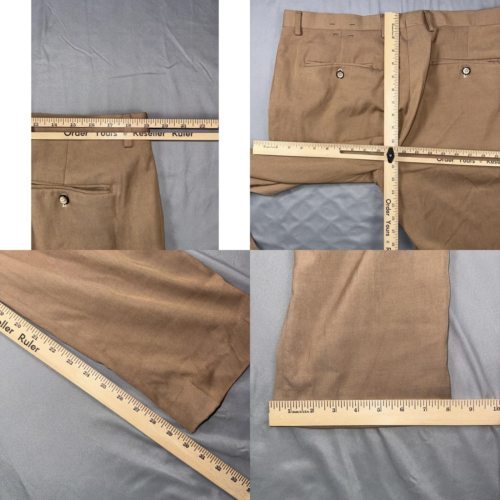 Vintage Paisley & Gray Pants Mens 36x32 Beige Slim Fit Dress Stretch Chino Casual Dress Pants Slim Front Pockets Mens Beige Spring 36x32 Size US 36 / EU 52 - 8 Thumbnail