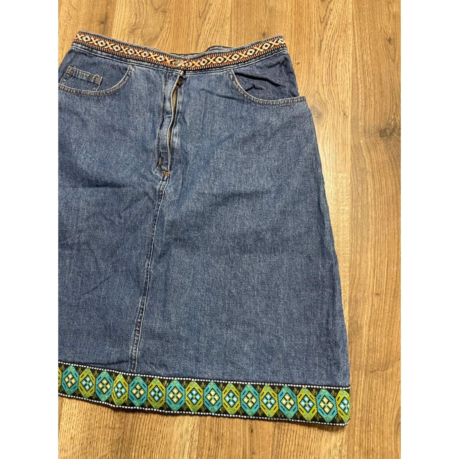 Vintage Impressions Skirt Women's Size Medium Blue Denim A-line Knee Length Size 32" / US 10 / IT 46 - 4 Thumbnail