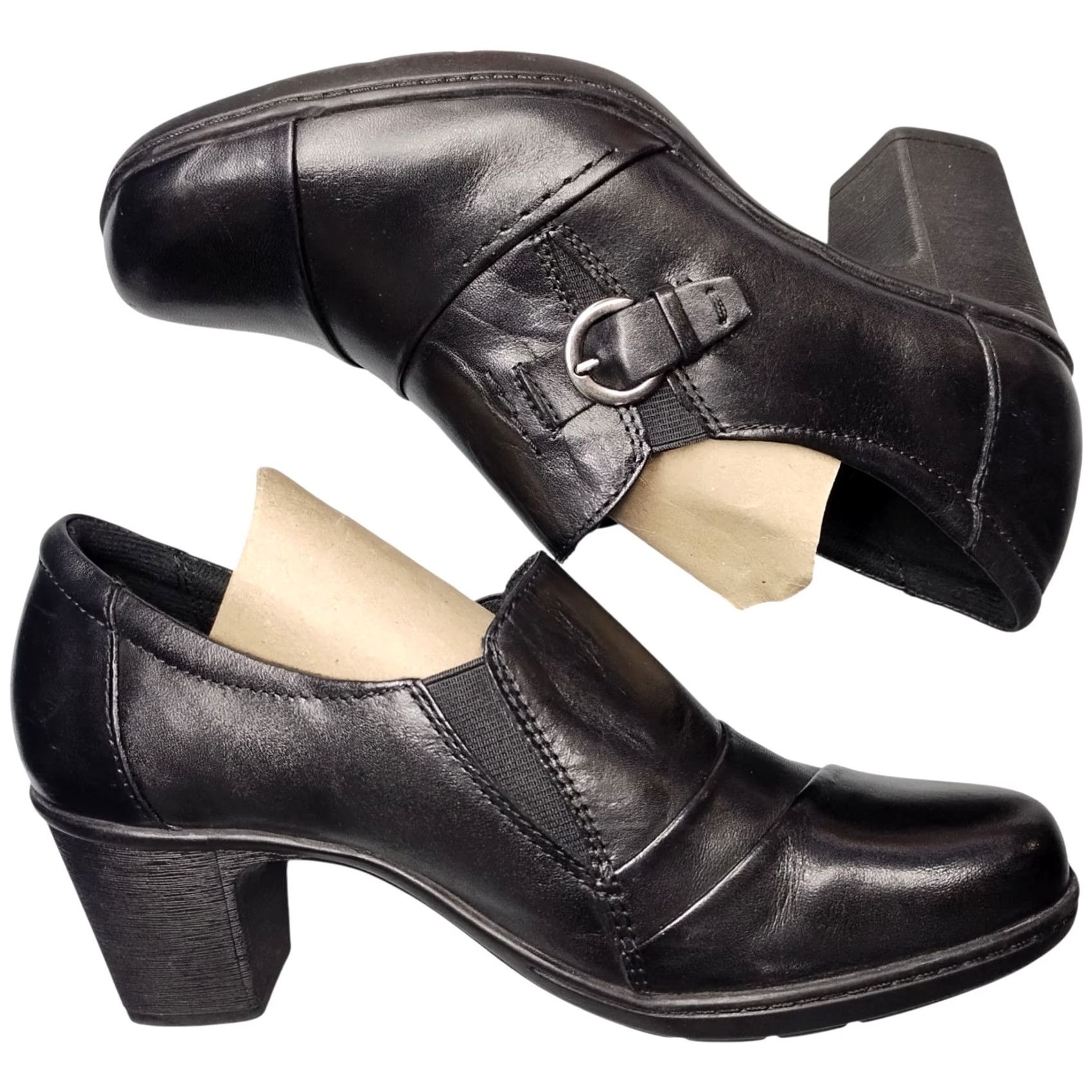 Vintage Earth Origins McLean Bootie Womens Size 7 Black Upper Leather Block Heel Slip On Boots Size US 7 / IT 37 - 2 Thumbnail