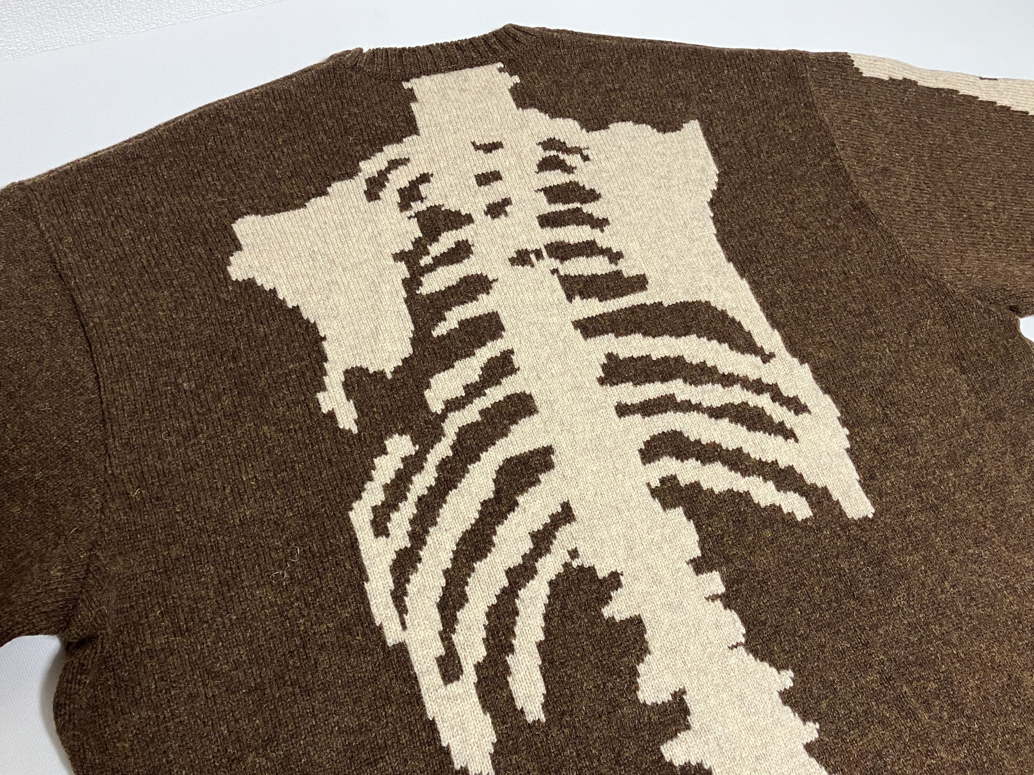 Kapital KAPITAL 5G wool bone crew sweater Skeleton brown new L Size US L / EU 52-54 / 3 - 4 Thumbnail