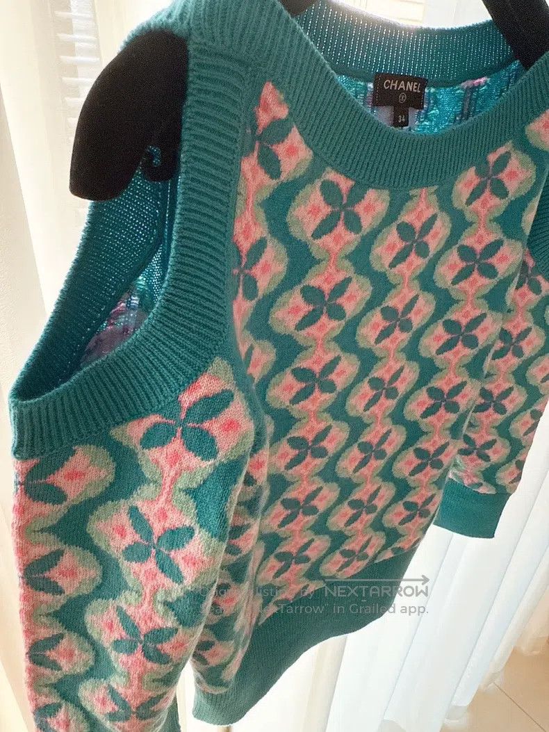 Chanel Chanel Colourful knitted off-the-shoulder long sleeves Size XXS / US 00 / IT 34 - 3 Thumbnail