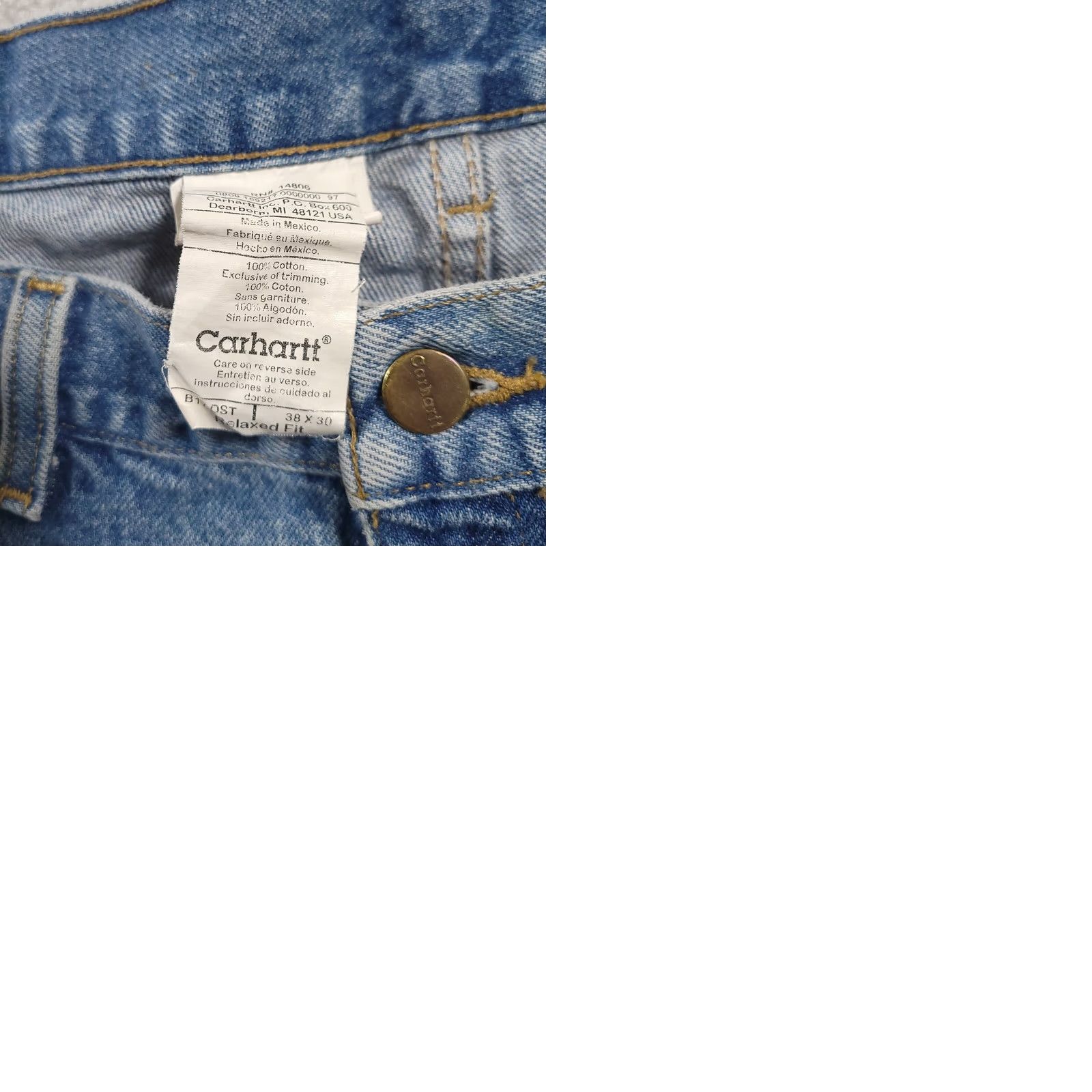 Carhartt VINTAGE Carhartt Jeans DST B17 Relaxed Fit Medium Wash 38x30 Mens Blue 5-Pocket Distressed Not Stained Size US 38 / EU 54 - 11 Thumbnail