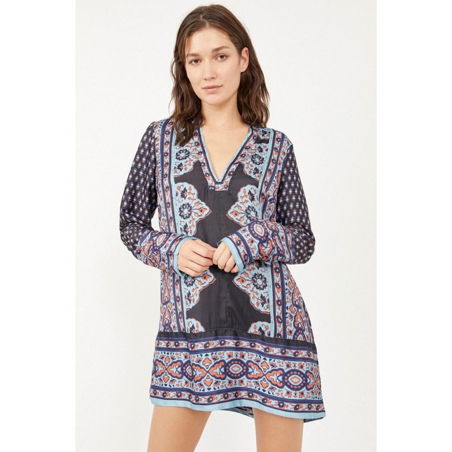 Free People New Meadow Mod Mini Shift Dress $148 MEDIUM Boho Blue Size M / US 6-8 / IT 42-44 - 5 Thumbnail
