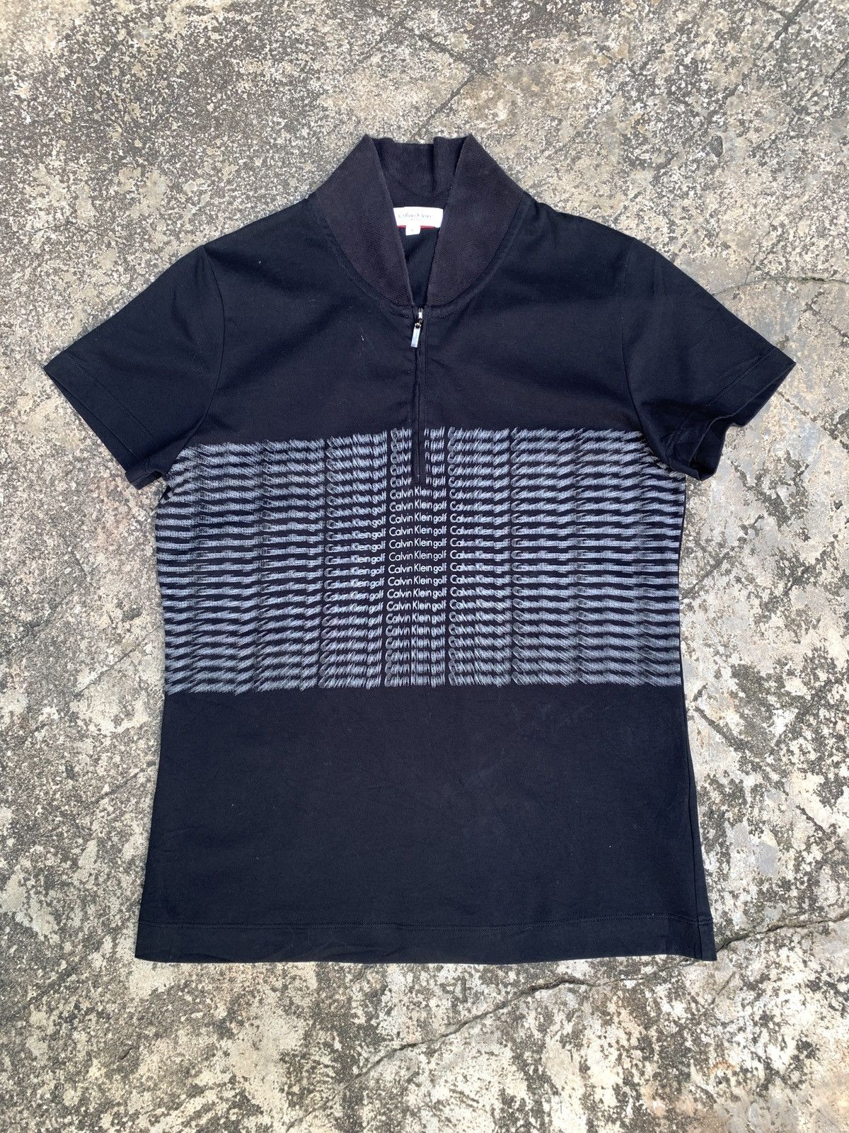 Calvin Klein × Calvin Klein 205W39NYC y2k Calvin Klein Golf USA Fuzzy Blurry Halfzip Polo Top Size L / US 10 / IT 46 - 1 Thumbnail