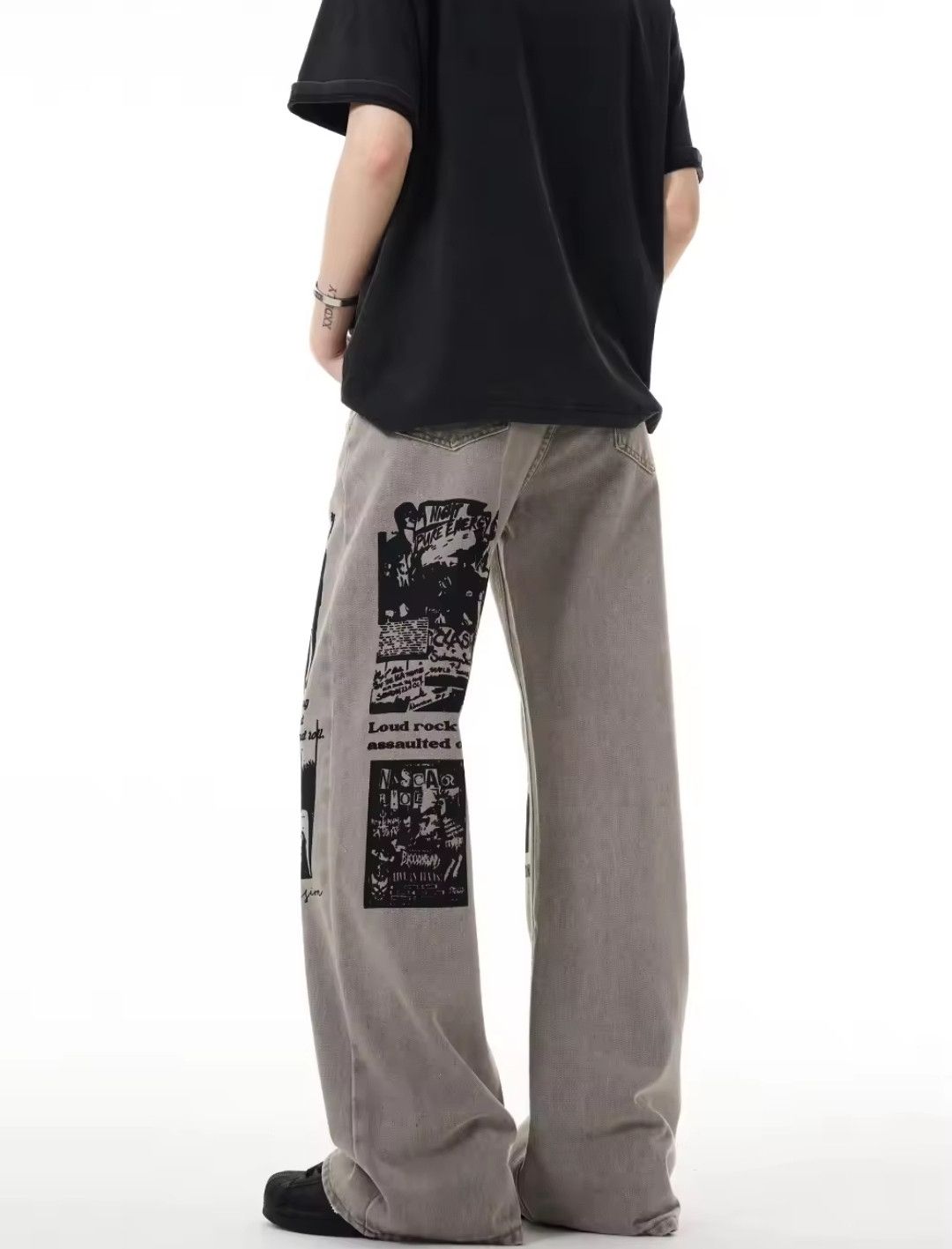 Japanese Brand × Jean Earth Color Print Style Loose Jeans Daily Size US 29 - 4 Thumbnail