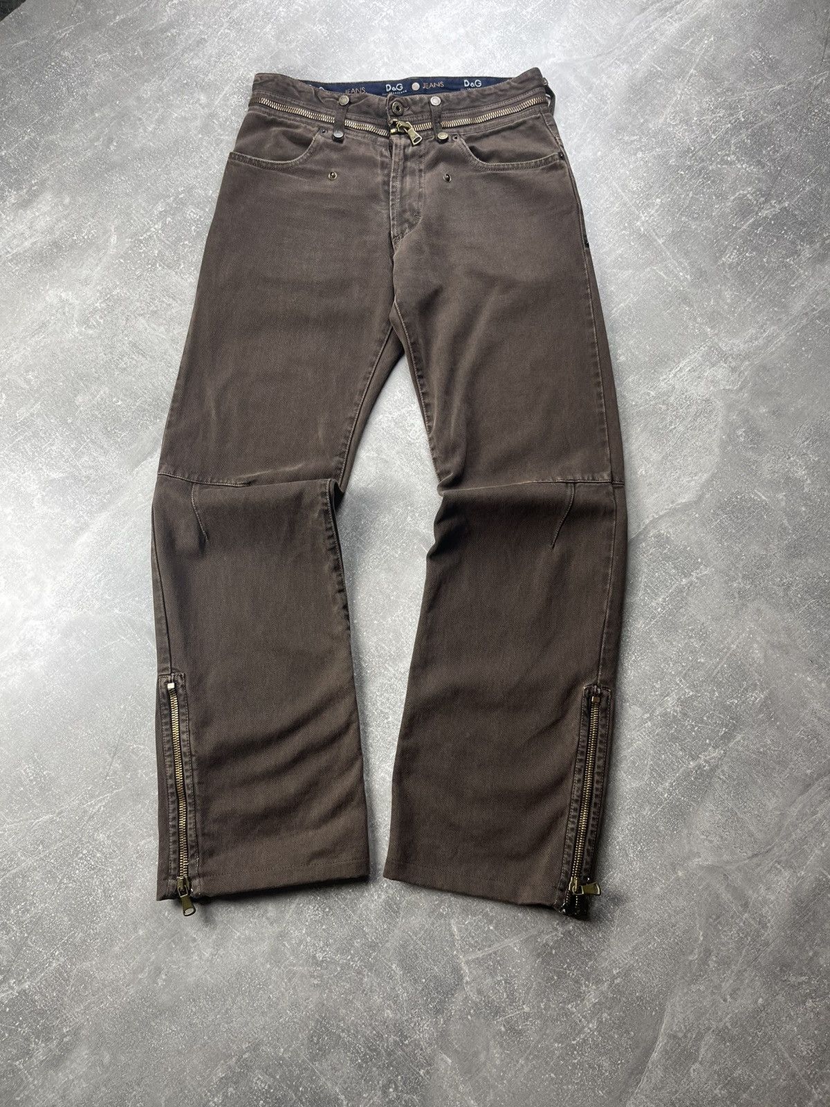 Dolce & Gabbana Dolce&Gabbana Archives 00s Brown Zipers Flared Jeans Size US 32 / EU 48 - 8 Thumbnail