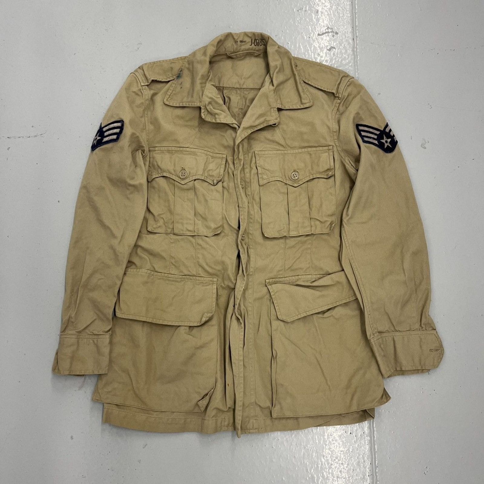 Other Vintage 50s USAF Beige Military Tropical Bush Jacket 36S Size US S / EU 44-46 / 1 - 1 Thumbnail