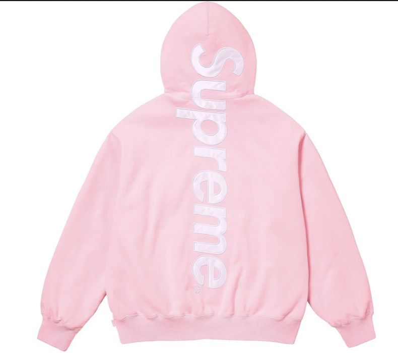 Supreme Supreme Satin Appliqué Hooded Sweatshirt Pink size Medium