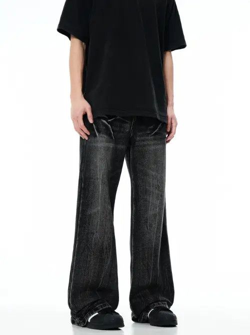Japanese Brand Vintage Lightning Washed Distressed Loose Bootcut Jeans Size US 32 / EU 48 - 1 Thumbnail
