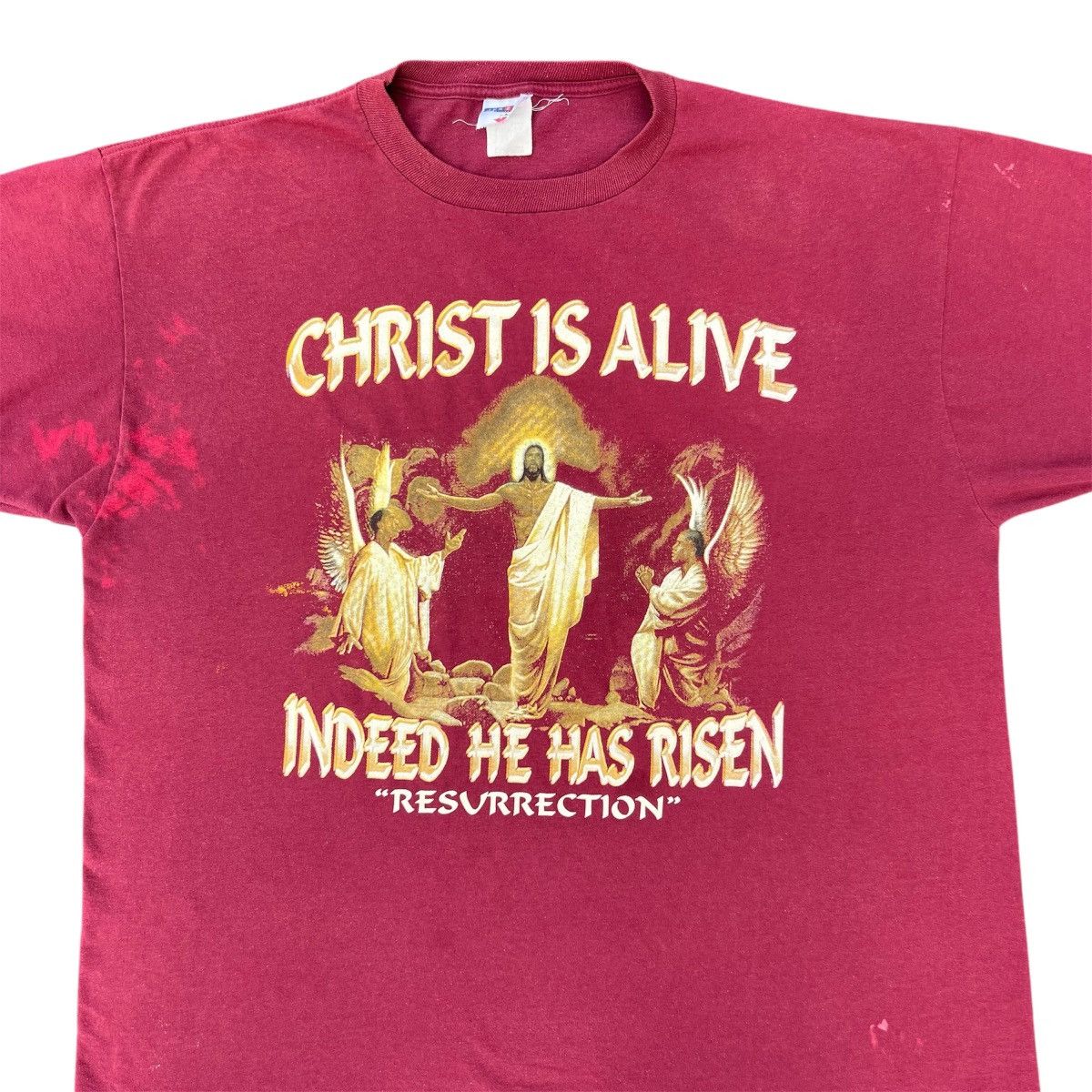 Vintage Vintage Thrashed Burgundy Black Jesus Black History T-Shirt Size US XXL / EU 58 / 5 - 3 Thumbnail