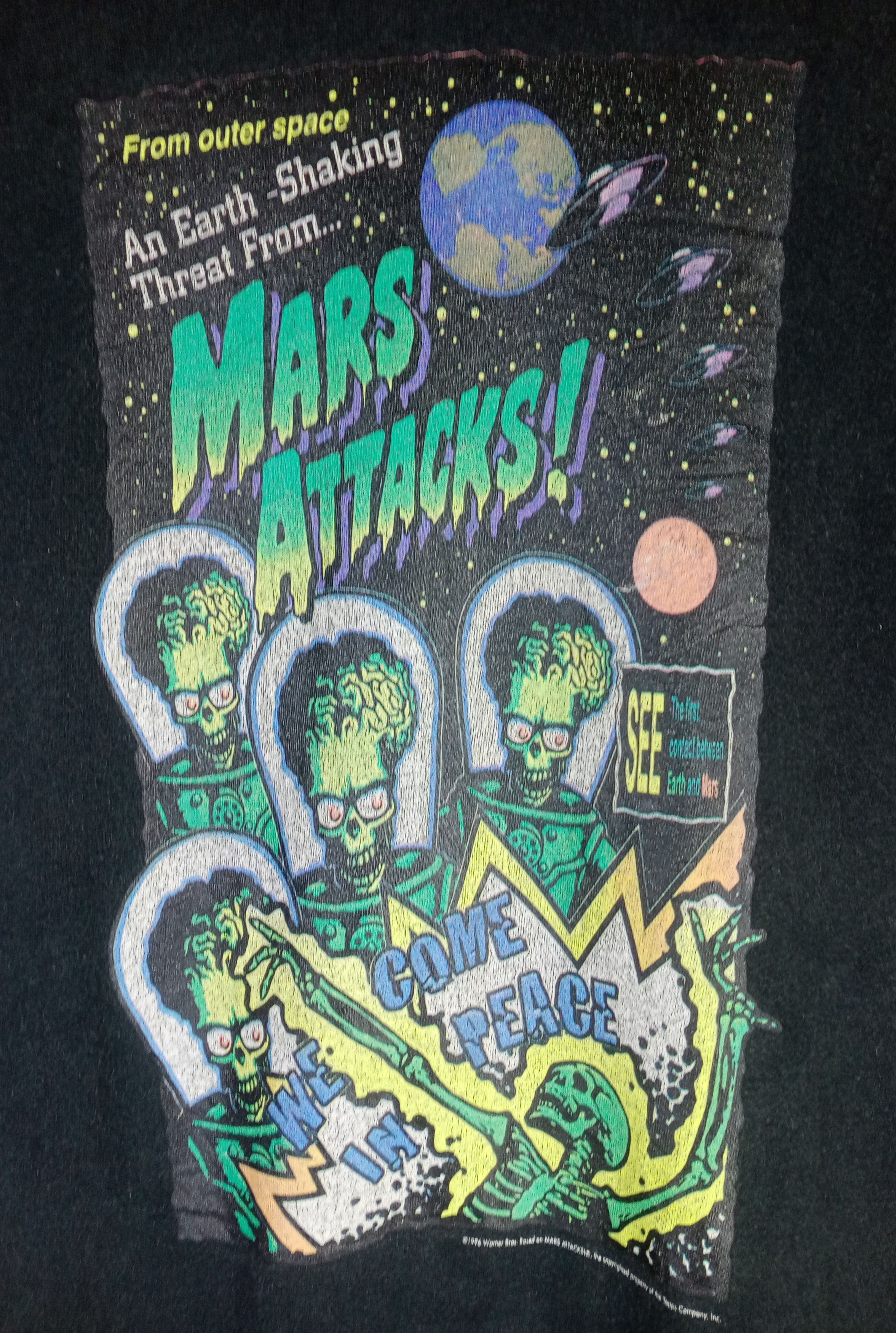 Vintage Rare Vintage 90s Mars Attacks Warner Bros Promo Tshirt Size US M / EU 48-50 / 2 - 3 Thumbnail