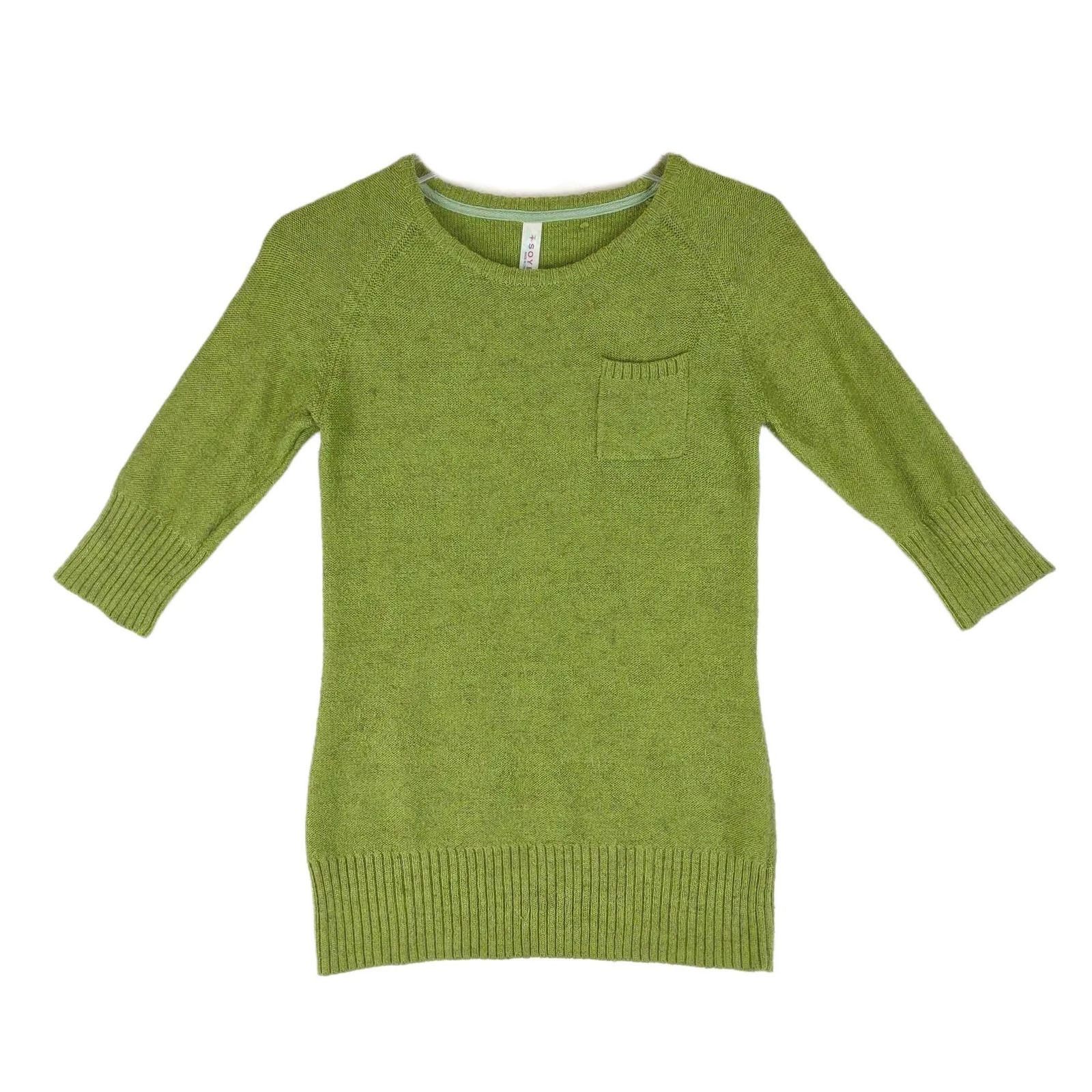 Other Soybu Green 3/4 Sleeve Pocket Sweater Wool Alpaca Blend Size S / US 4 / IT 40 - 1 Thumbnail