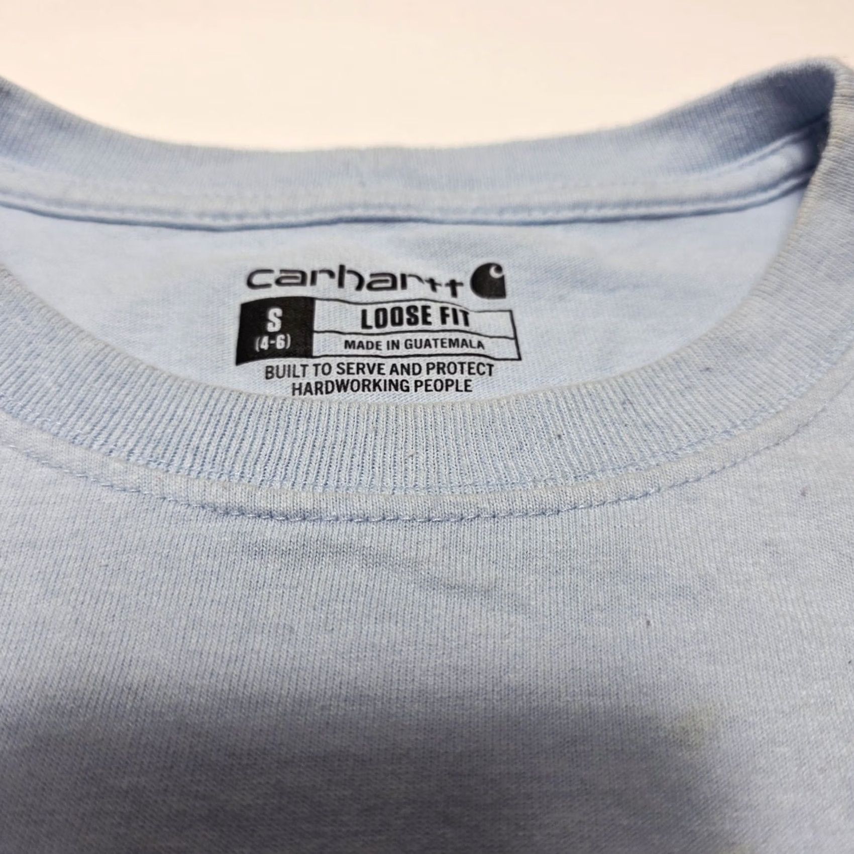 Carhartt Carhartt Women Small Powder Blue Heavyweight Long Sleeve Logo Sleeve Loose Fit T-Shirt Size S / US 4 / IT 40 - 4 Thumbnail