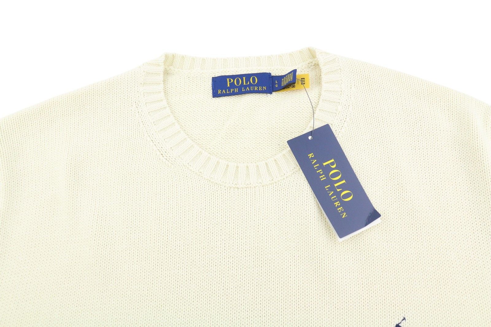 Ralph Lauren CREAM L Tight Knit Crew Neck Pullover 86929 Size US L / EU 52-54 / 3 - 5 Thumbnail