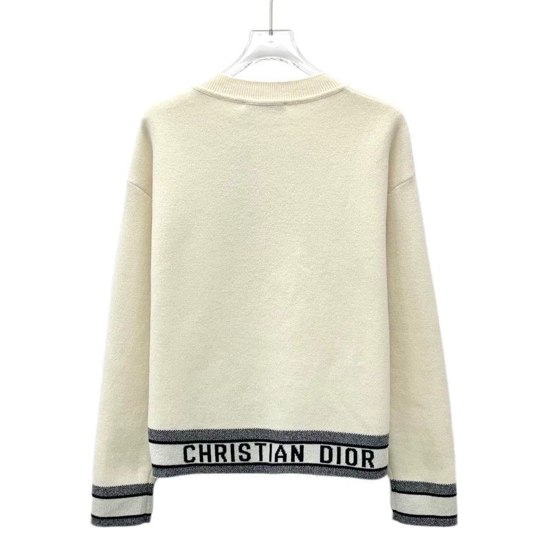 Dior Dior Beige striped letter inlaid cashmere round-neck long- Size XS / US 0-2 / IT 36-38 - 2 Thumbnail