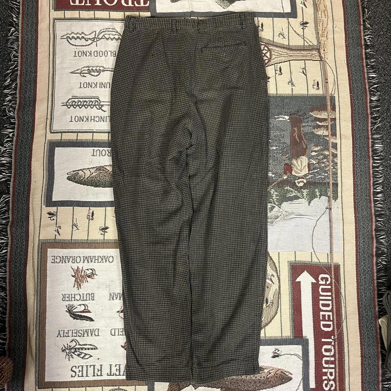 Designer Brown and Navy Plaid Cotton Trousers Size US 31 - 2 Thumbnail