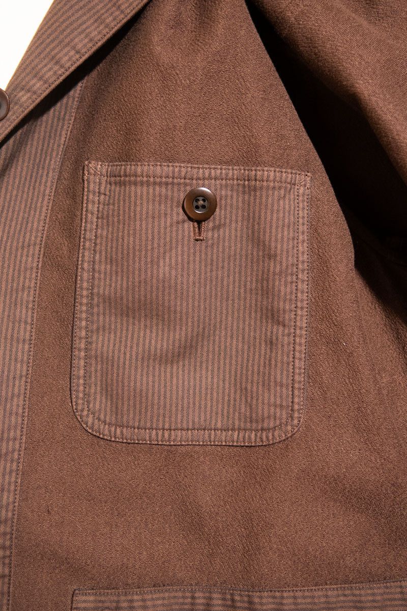 Ts(S) TSS Brown Stripe Cotton Blend Oversized French Chore Jacket Size US M / EU 48-50 / 2 - 11 Thumbnail