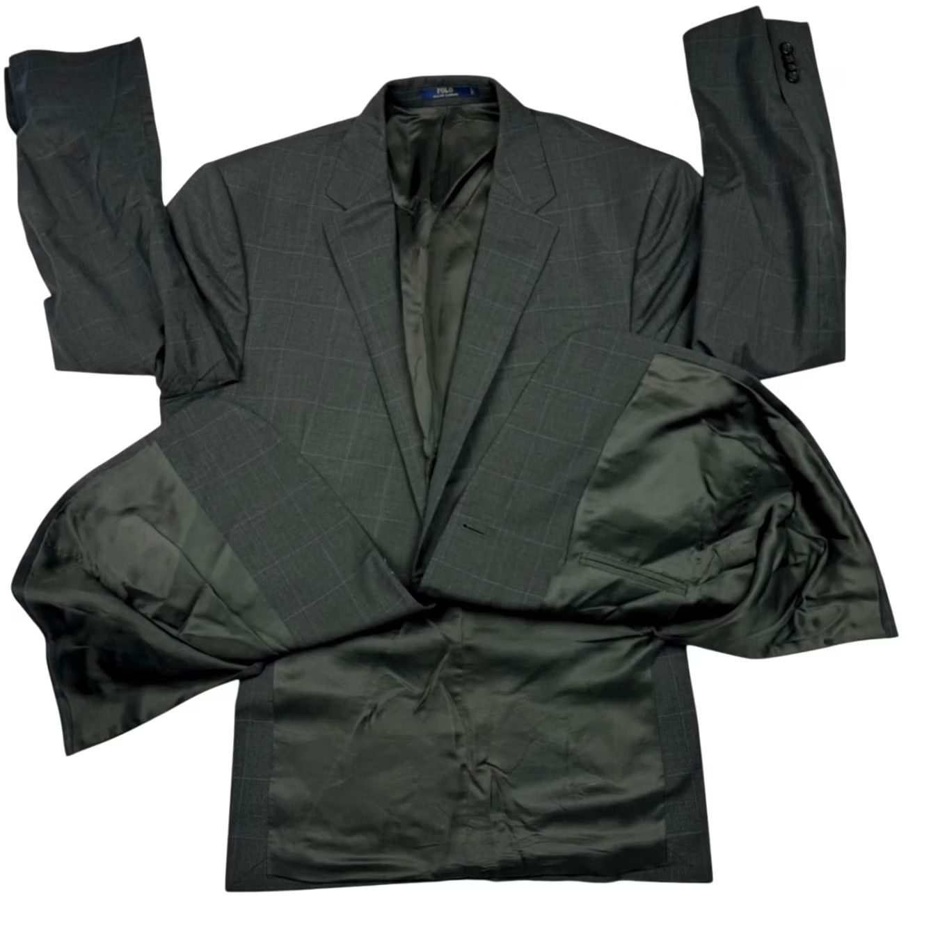Ralph Lauren Polo Ralph Lauren Men Wool 2-Button Blazer Gray Windowpane Italy 46R Blazer Size US XXL / EU 58 / 5 - 3 Thumbnail