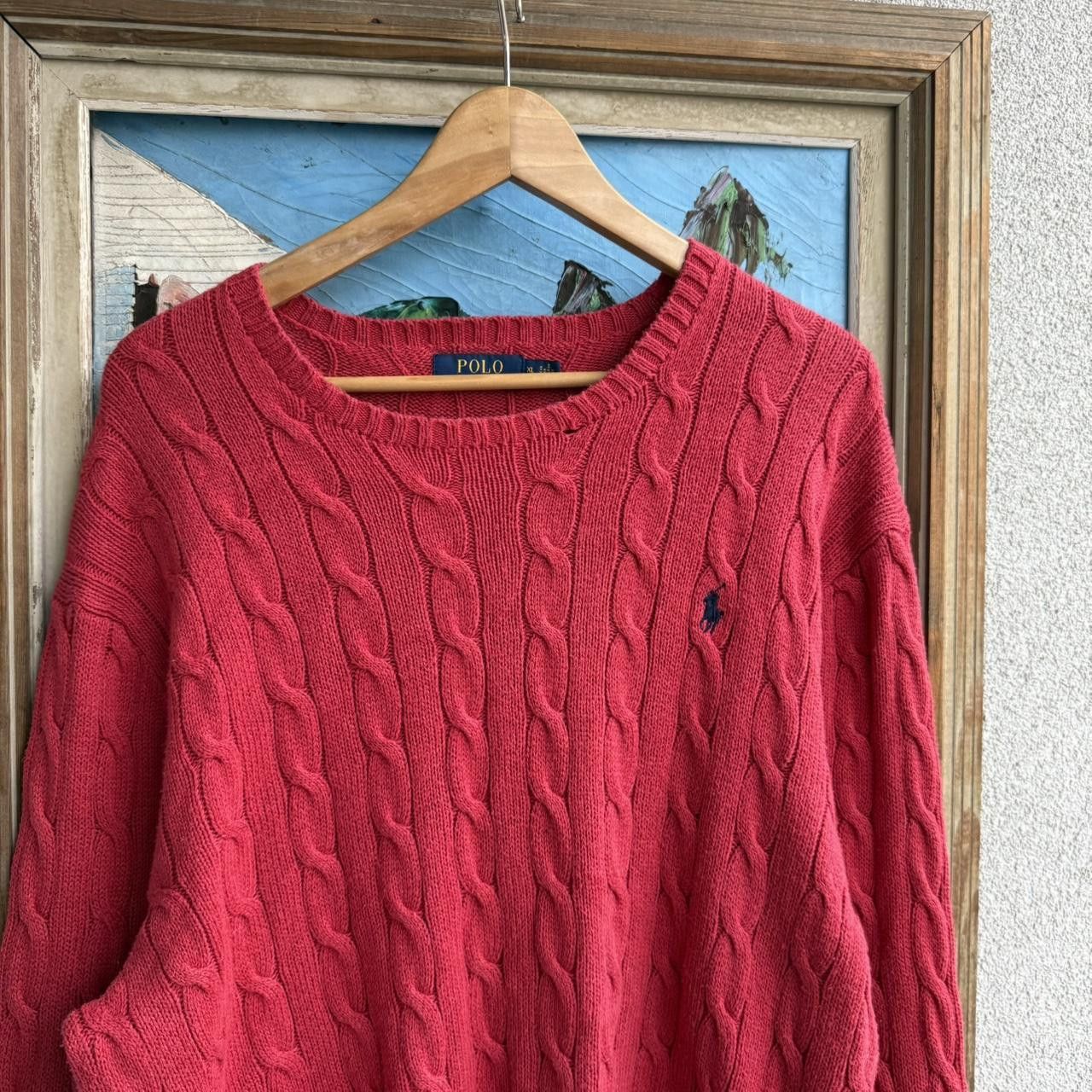 Polo Ralph Lauren Ralph Lauren Cable Knit Red Vintage 90s Size US XL / EU 56 / 4 - 4 Thumbnail