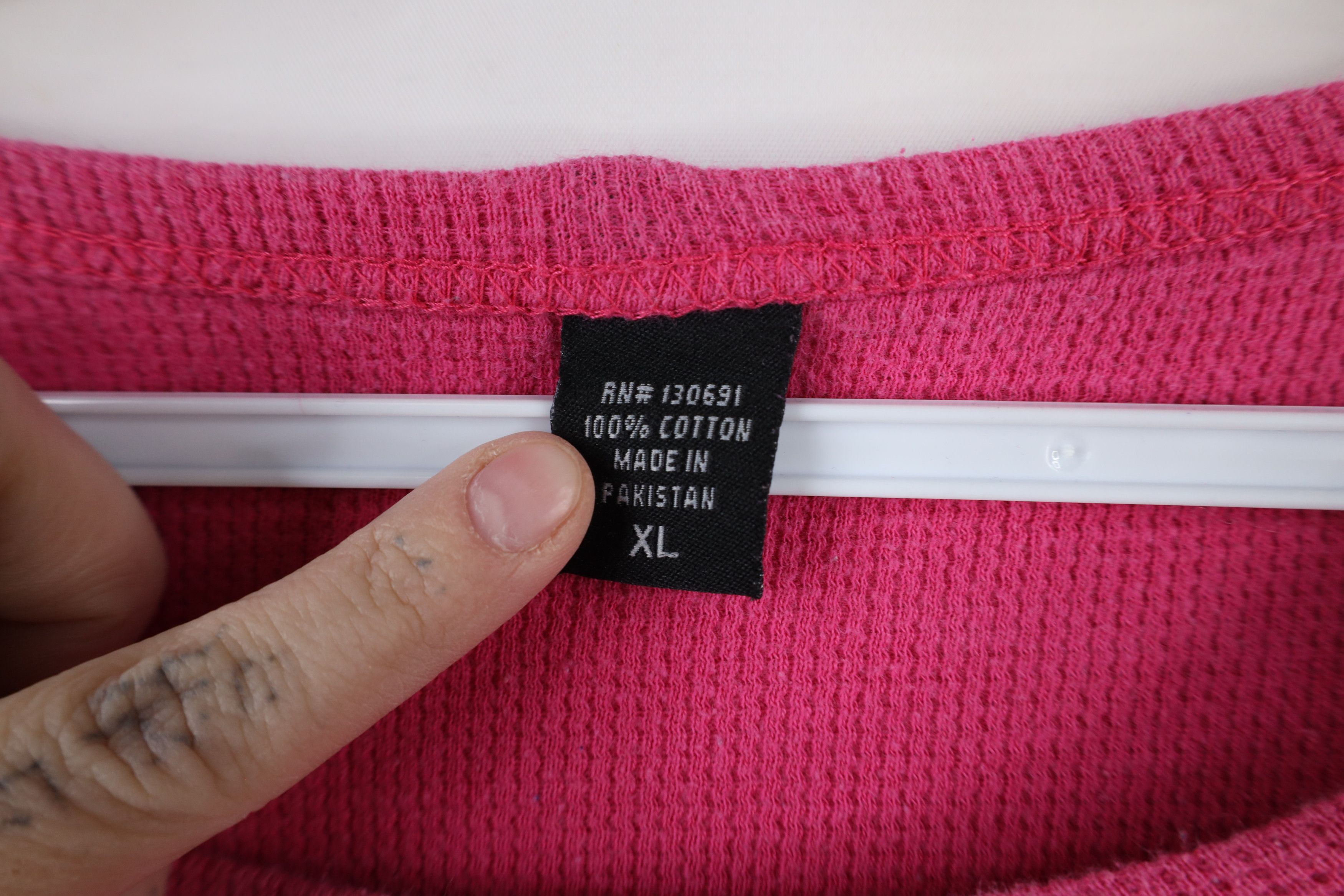Vintage Vintage Y2K Thermal Waffle Knit Long Sleeve T-Shirt Pink Size XL / US 12-14 / IT 48-50 - 8 Thumbnail