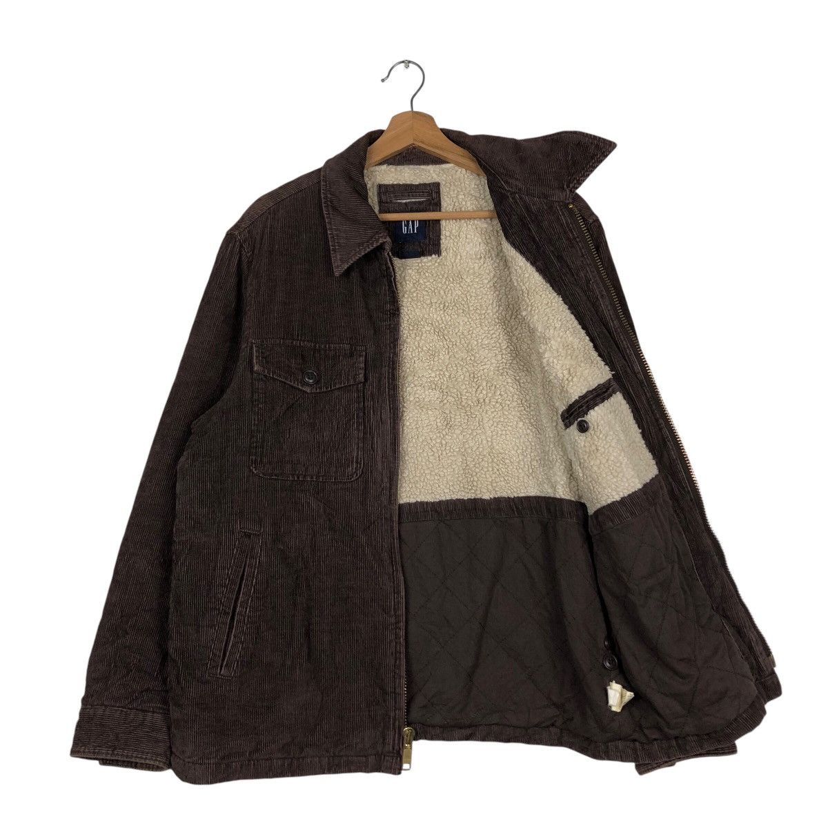 📌Vintage Corduroy Bomber Biker Jacket Gap Shearling