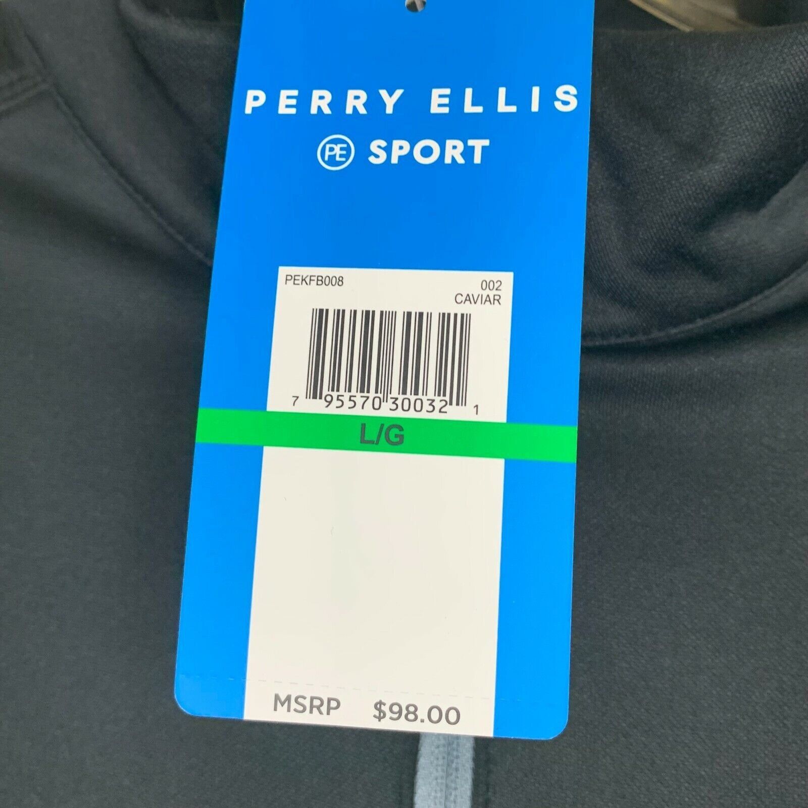 Perry Ellis Mens Perry Ellis Large Blue Cotton Blend Long Sleeve Pull Ov Size US L / EU 52-54 / 3 - 3 Thumbnail