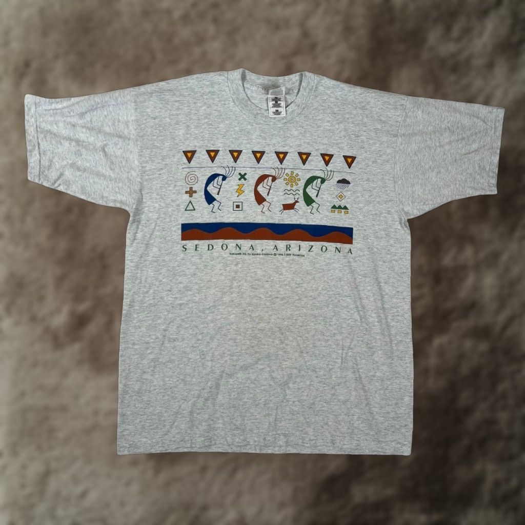 Fruit Of The Loom VINTAGE Sedona Arizona Kokopelli T-Shirt Mens XL Gray 1994 Southwest Graphic Size US XL / EU 56 / 4 - 1 Thumbnail