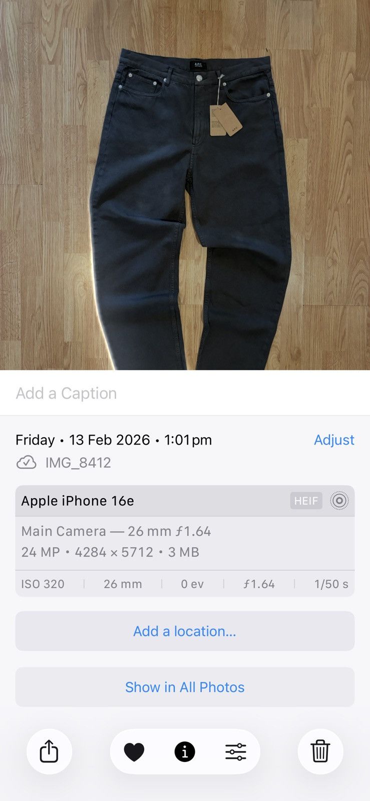 A.P.C. A.P.C Jean Martin “Anthracite” BNWT Size US 32 / EU 48 - 6 Thumbnail
