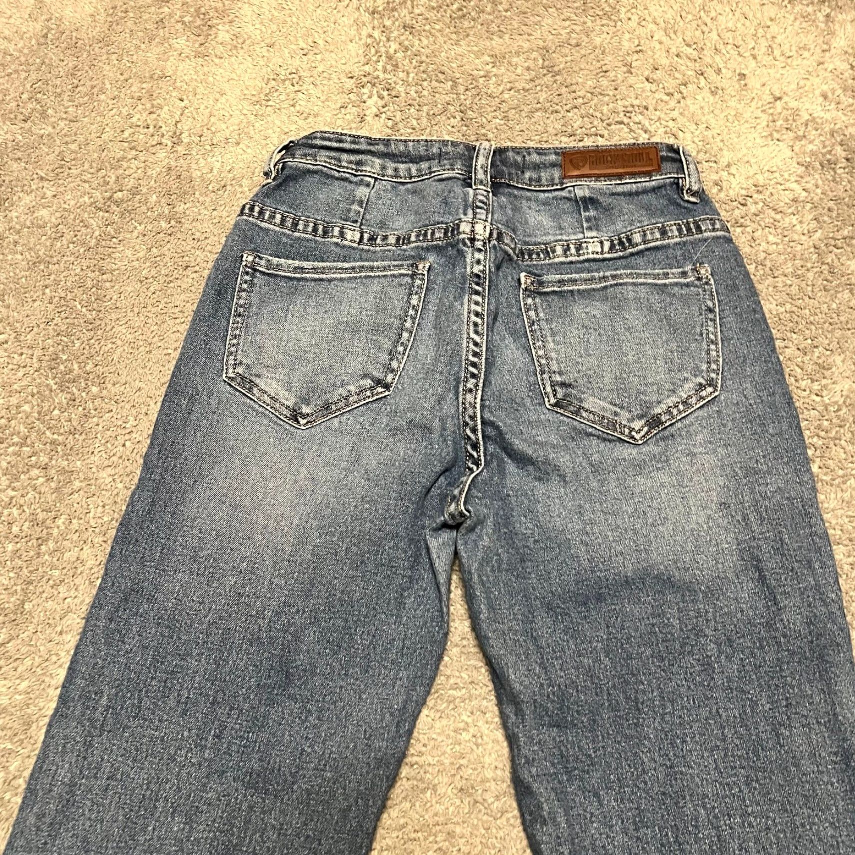 Vintage Rock & Roll Cowgirl Jeans Womens 27 x 32 Blue Mid Rise Flare Western Riding Chore Mens? Womens Size 27" / US 4 / IT 40 - 5 Thumbnail