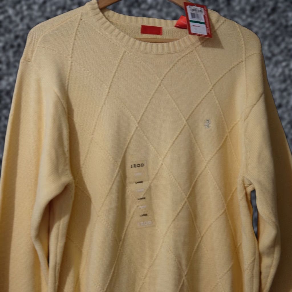 Izod IZOD Yellow Crew Neck Pullover Sweater Men's L Size US L / EU 52-54 / 3 - 1 Thumbnail