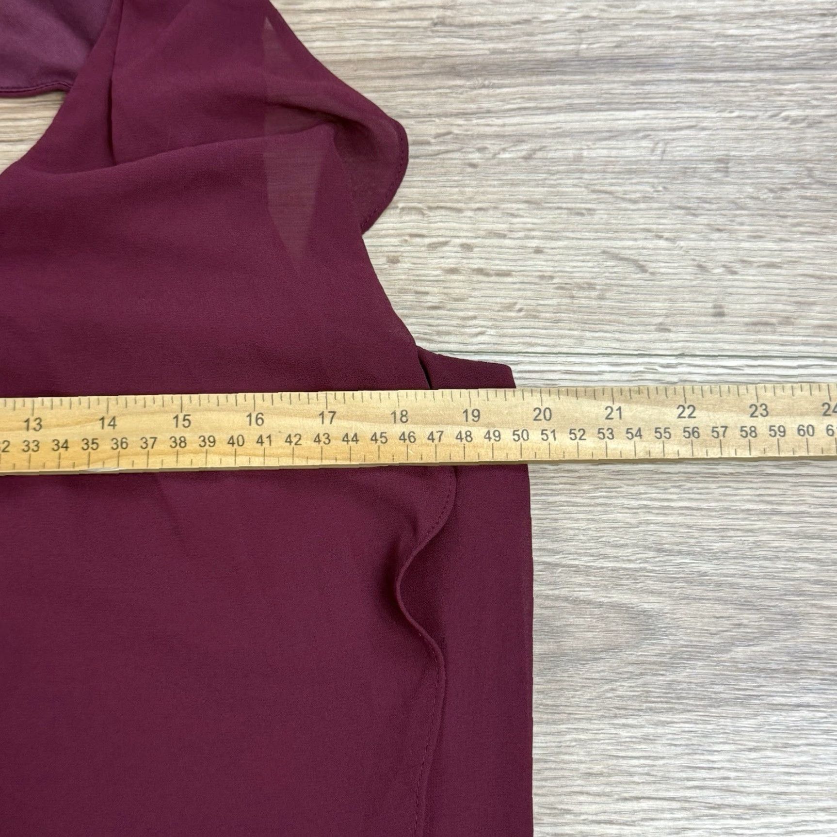 Vintage A. Byer Women’s Dress CHIFFON Sleeveless FLOWY Sheer Overlay Lined Maroon XL Knee Length Dress Slip Womens Size XL / US 12-14 / IT 48-50 - 5 Thumbnail