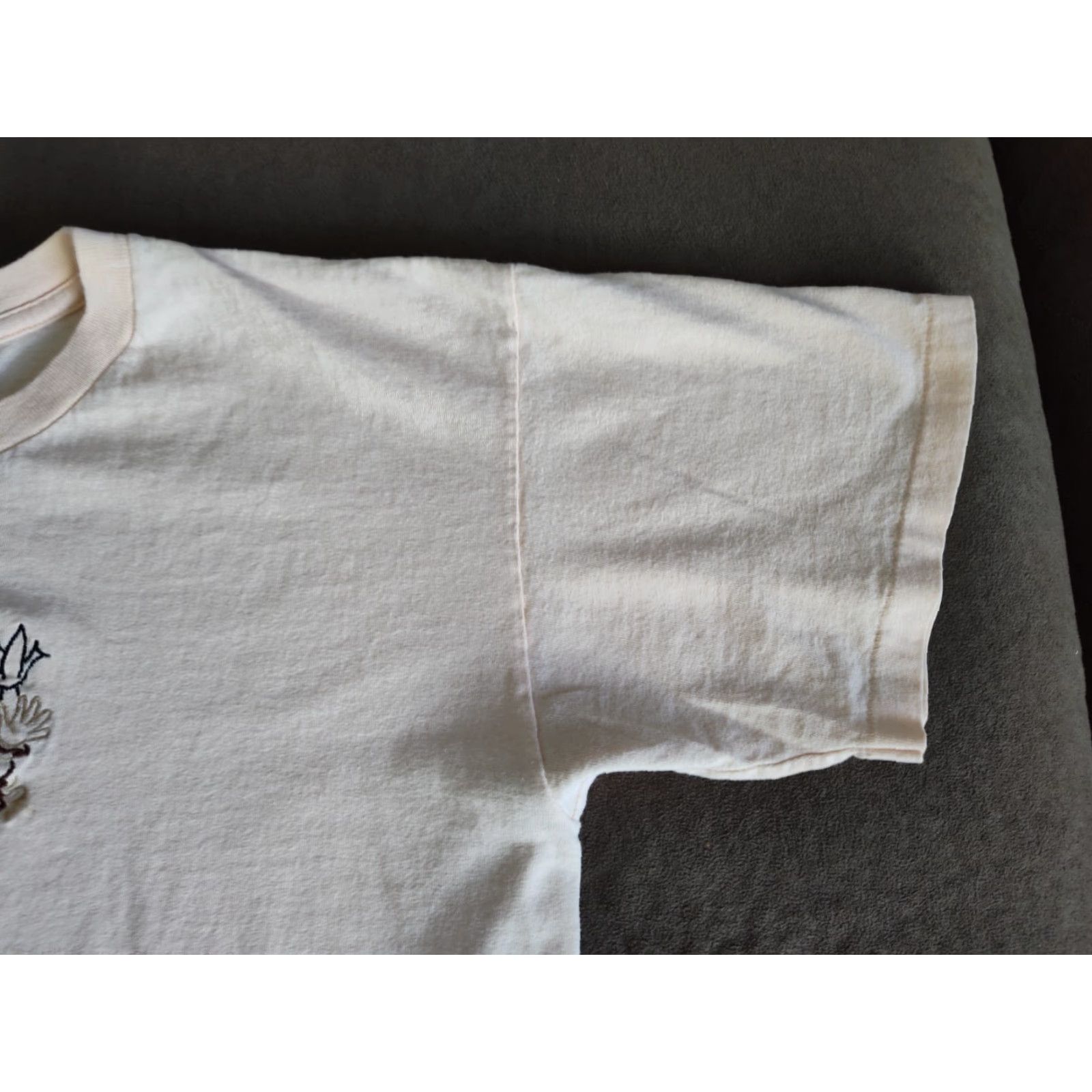 Anvil VINTAGE Anvil Halloween T-Shirt Embroidered Scarecrow Size L Peach Mens Size US L / EU 52-54 / 3 - 4 Thumbnail