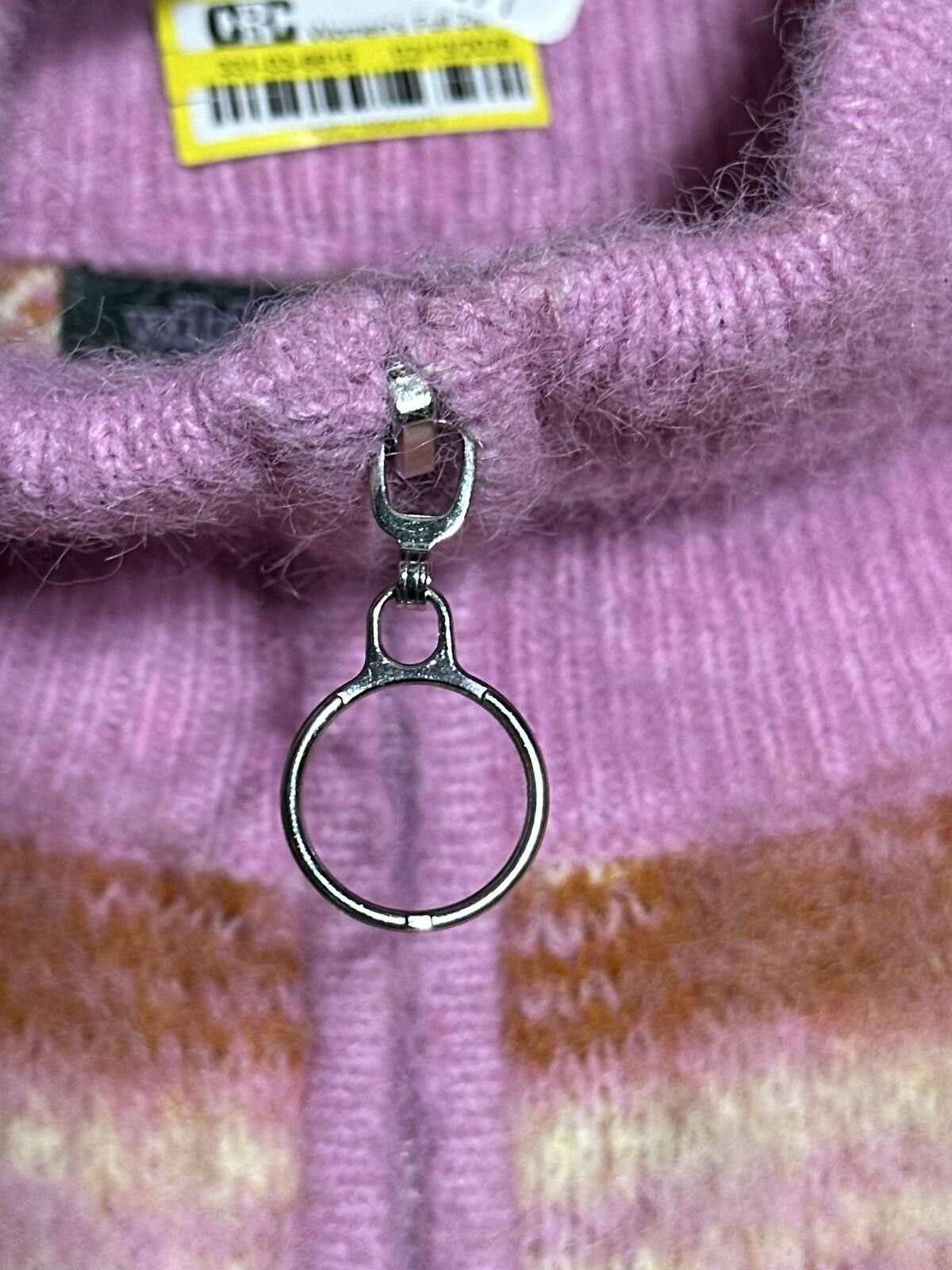 Unknown London Pink and Brown Plaid Zip-Up Cropped Sweater Size S / US 4 / IT 40 - 5 Thumbnail